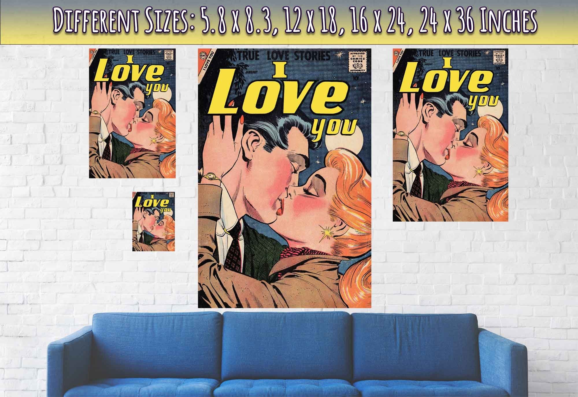 I Love You Valentine Poster Print Comic Strip Vintage Romance Poster Jan 1959 - WallArtPrints4U