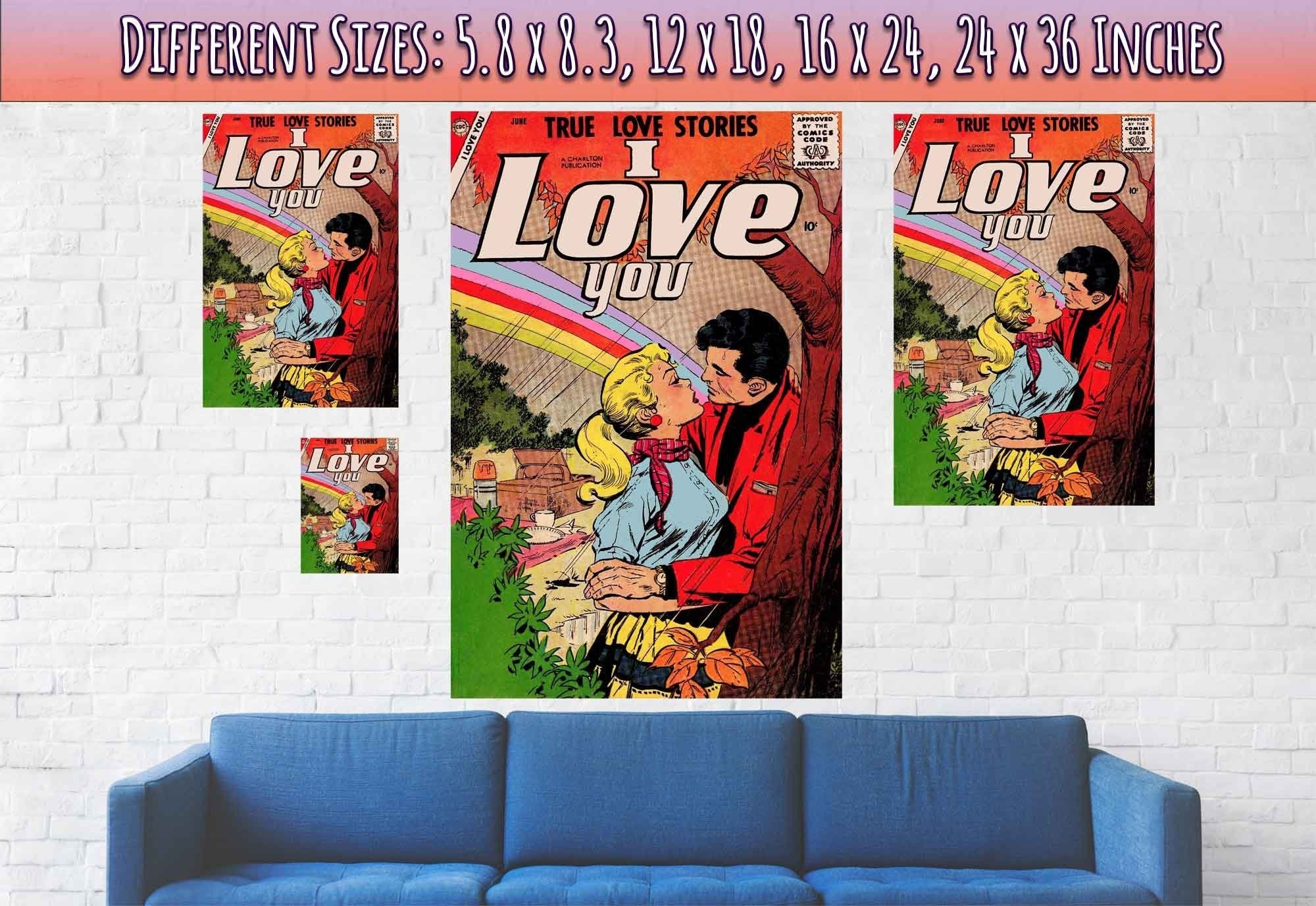 I Love You Valentine Poster Print Comic Strip Vintage Romance Poster June 1958 - WallArtPrints4U