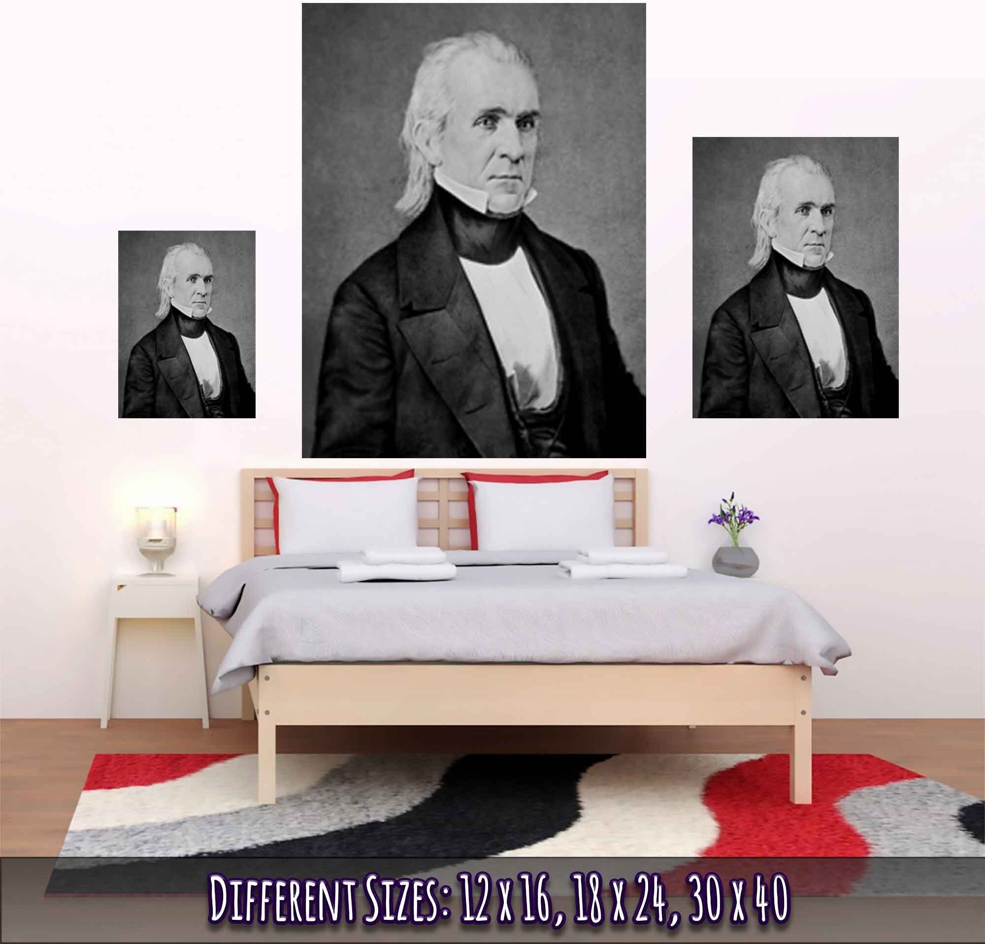 James K Polk Poster, 11th President Of Usa, Vintage Portrait Photo - James K Polk Print - WallArtPrints4U