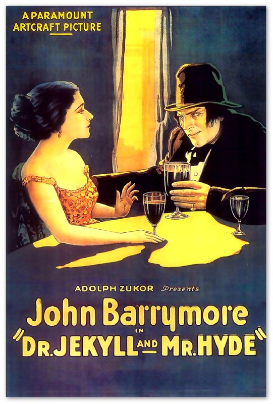 Jekyll And Hyde Poster, Vintage Horror Movie Poster 1920 Poster Film Art - John Barrymore, Martha Mansfield - WallArtPrints4U