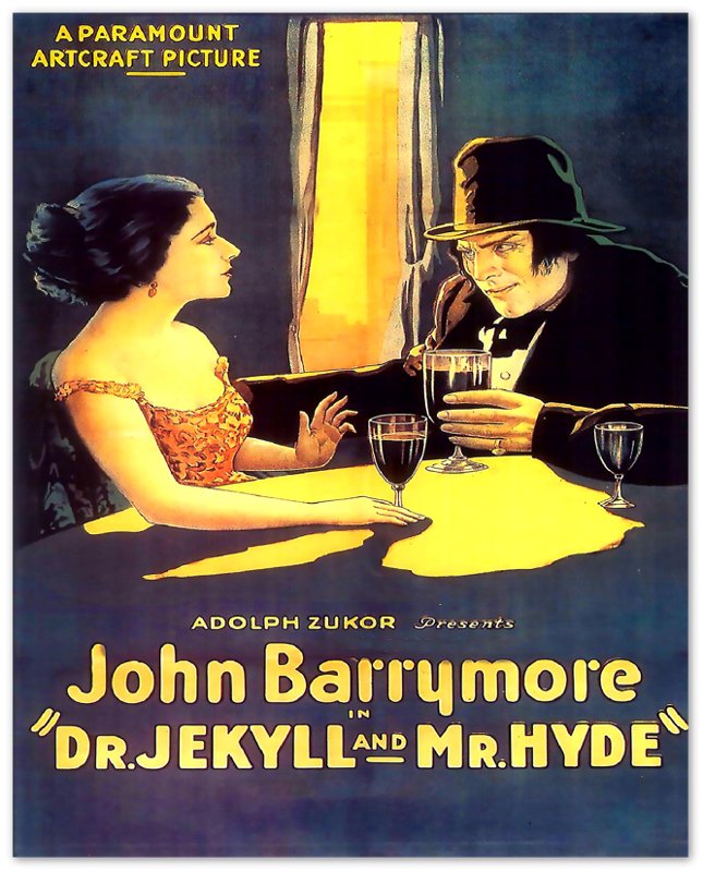 Jekyll And Hyde Poster, Vintage Horror Movie Poster 1920 Poster Film Art - John Barrymore, Martha Mansfield - WallArtPrints4U