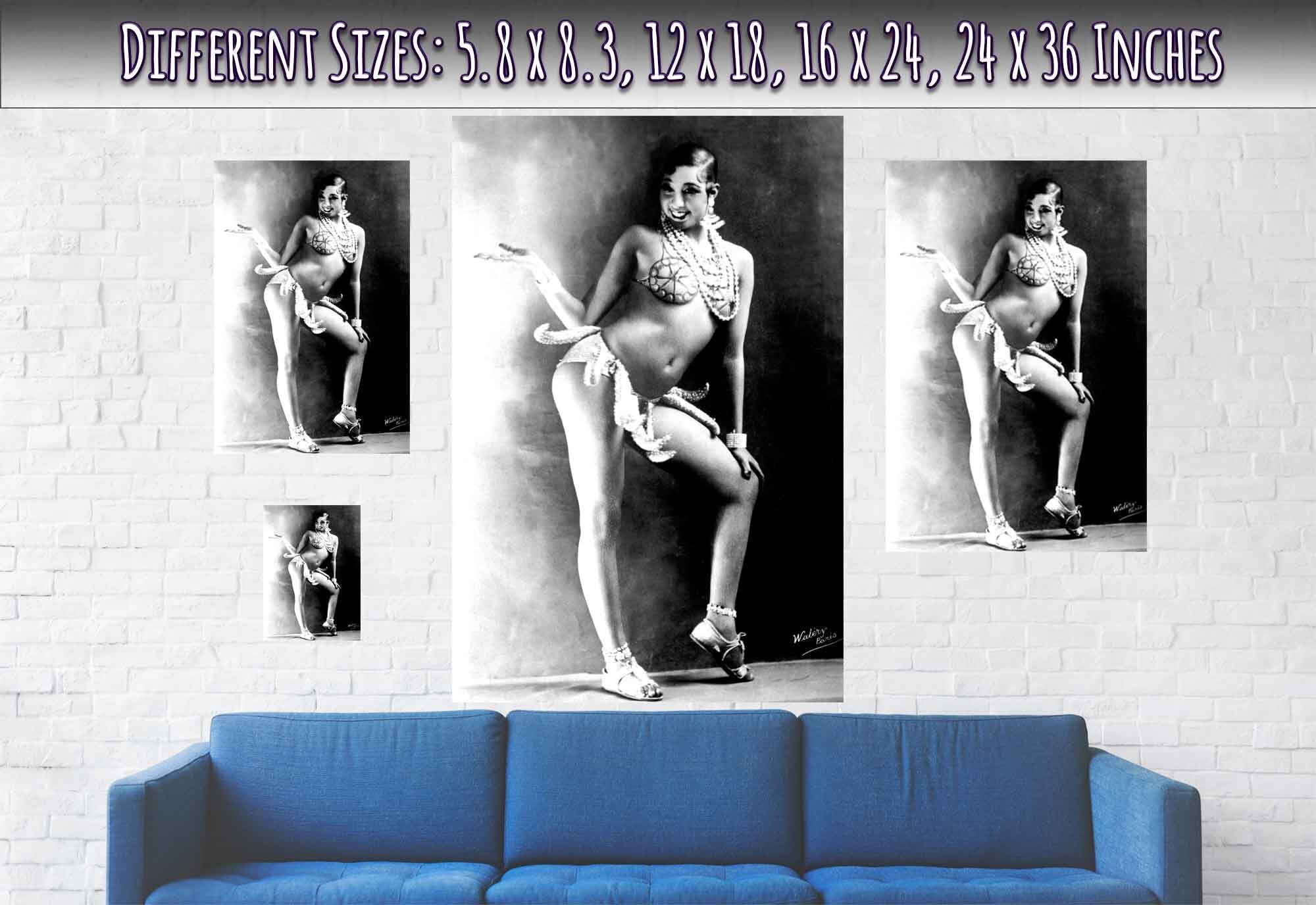 Josephine Baker Poster, Sensational Banana Girdle Dancer, Vintage Photo Portrait - Josephine Baker Print - WallArtPrints4U