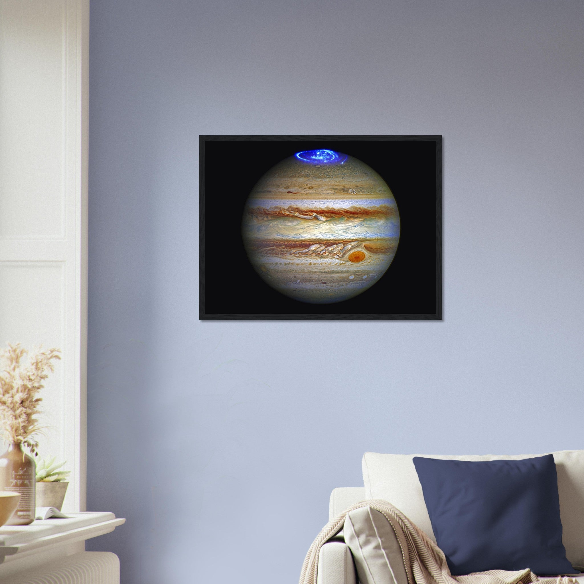 Jupiter Framed - Planet Jupiter Showing Aurora At The Pole - Jupiter Aurora Framed Print - WallArtPrints4U