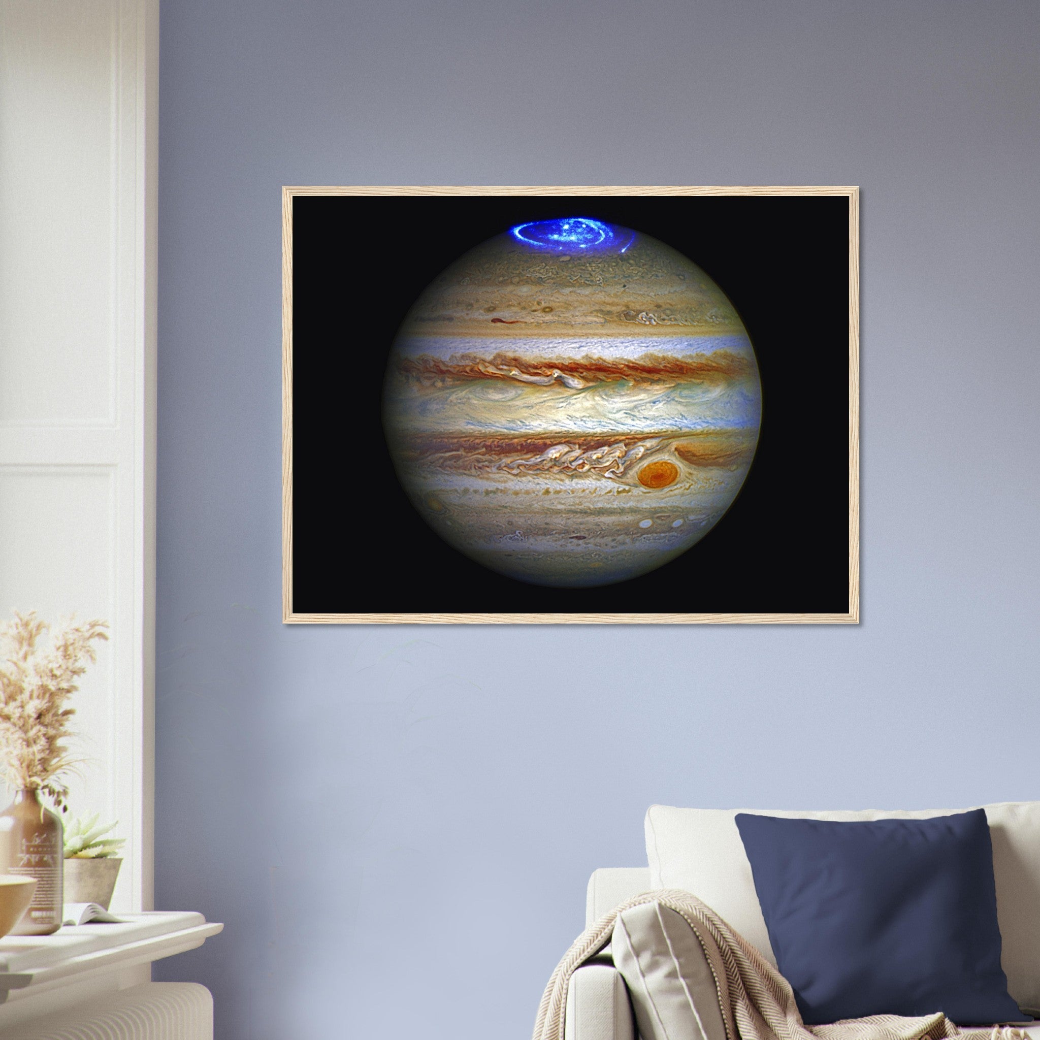 Jupiter Framed - Planet Jupiter Showing Aurora At The Pole - Jupiter Aurora Framed Print - WallArtPrints4U