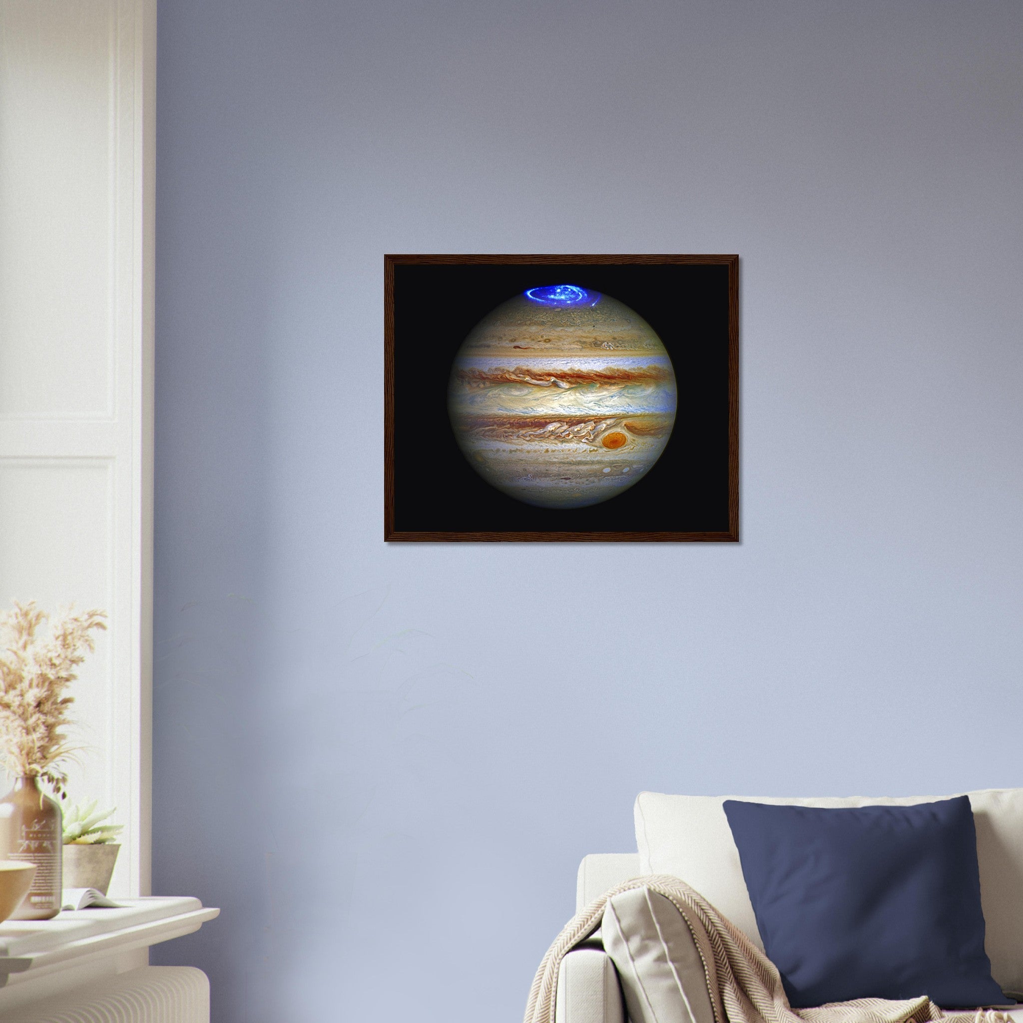 Jupiter Framed - Planet Jupiter Showing Aurora At The Pole - Jupiter Aurora Framed Print - WallArtPrints4U