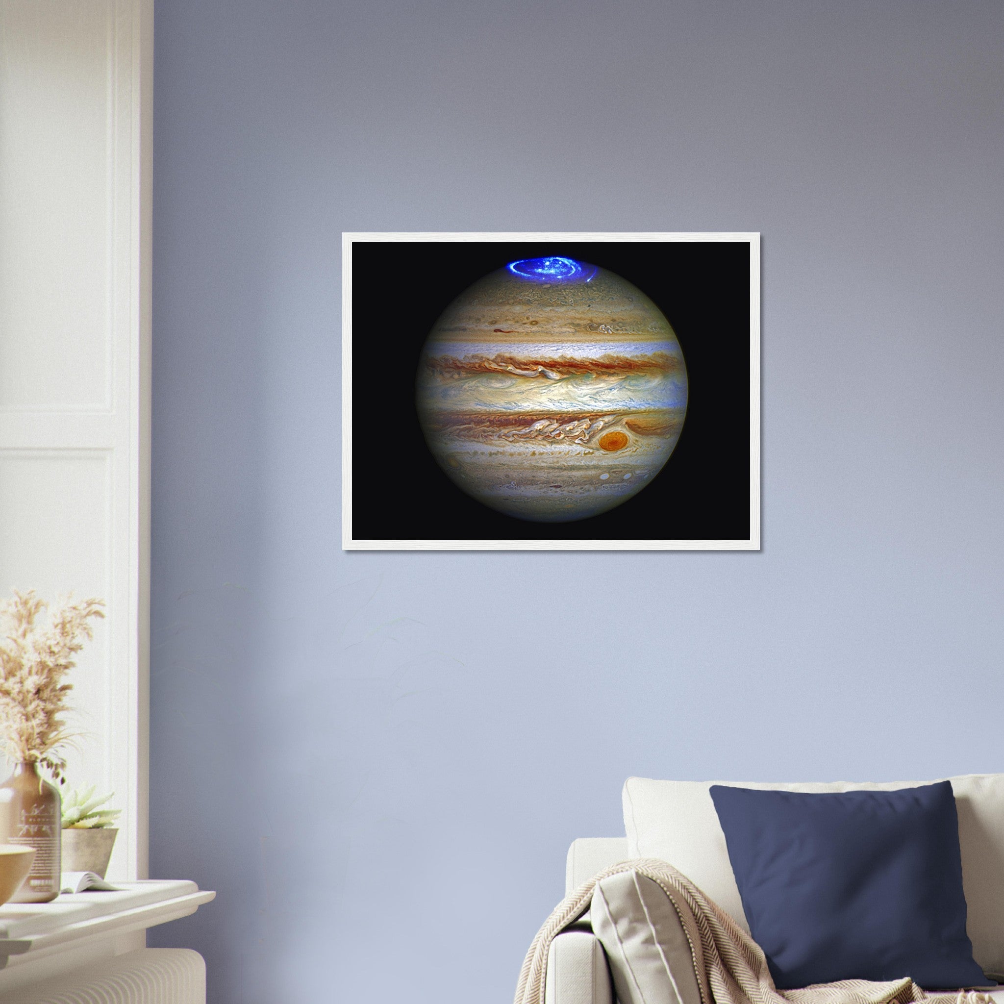 Jupiter Framed - Planet Jupiter Showing Aurora At The Pole - Jupiter Aurora Framed Print - WallArtPrints4U