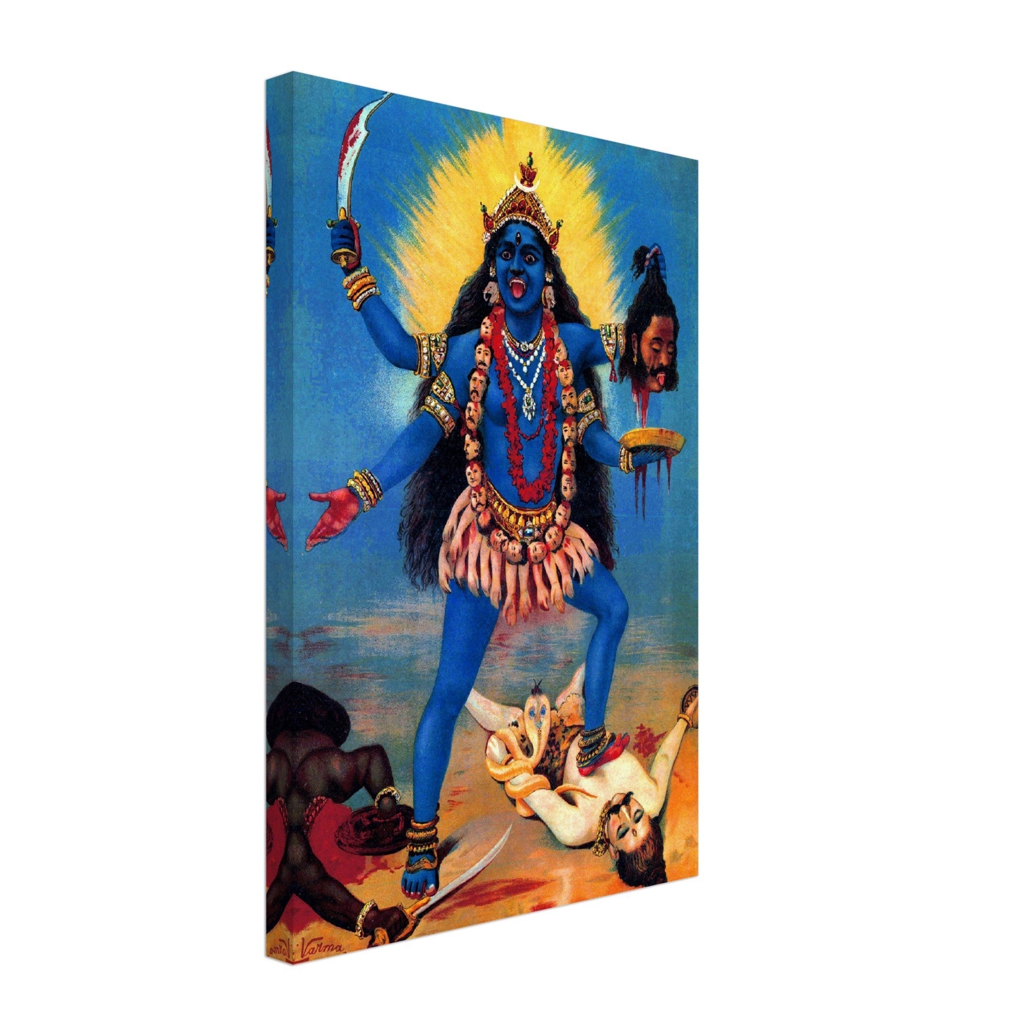 Kali Canvas Print, Hindu Goddess Of Death, Time, Motherly Love Kali Print Use For Kali Mantra Meditation - WallArtPrints4U