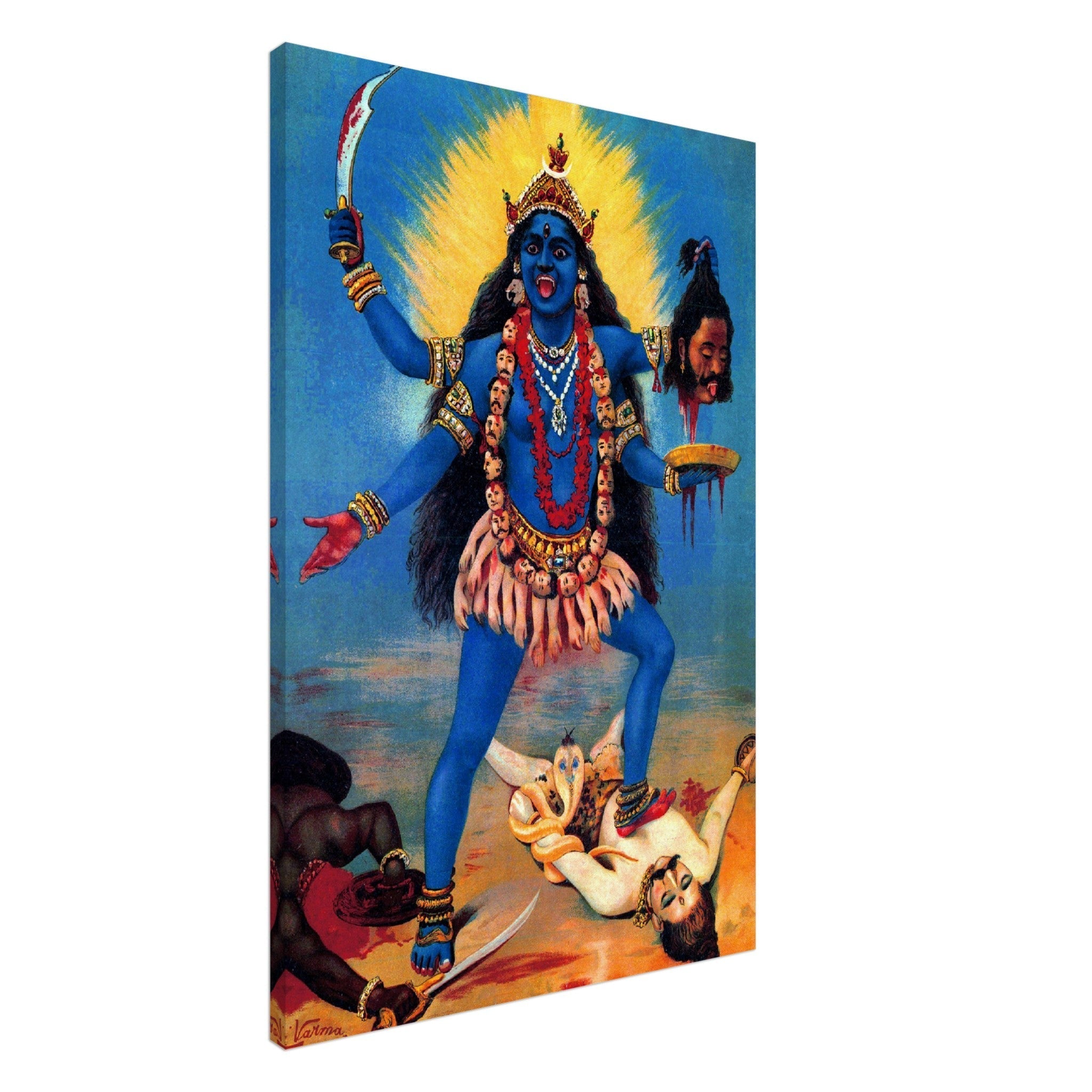 Kali Canvas Print, Hindu Goddess Of Death, Time, Motherly Love Kali Print Use For Kali Mantra Meditation - WallArtPrints4U