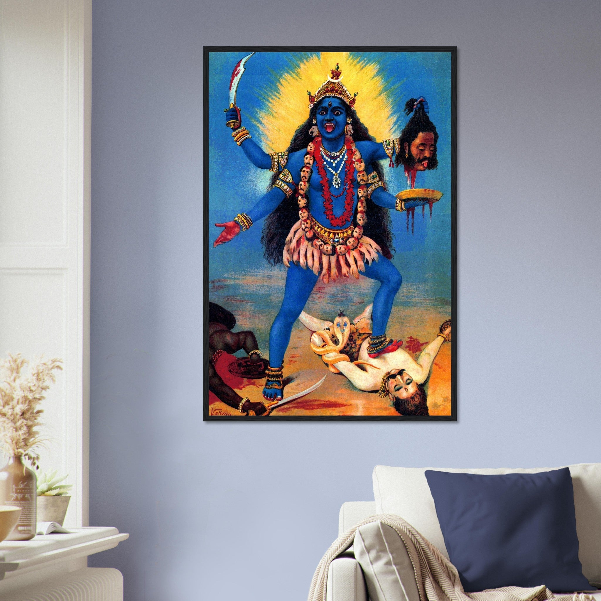 Kali Framed Print, Hindu Goddess Of Death, Time, Motherly Love Kali Print Use For Kali Mantra Meditation - WallArtPrints4U