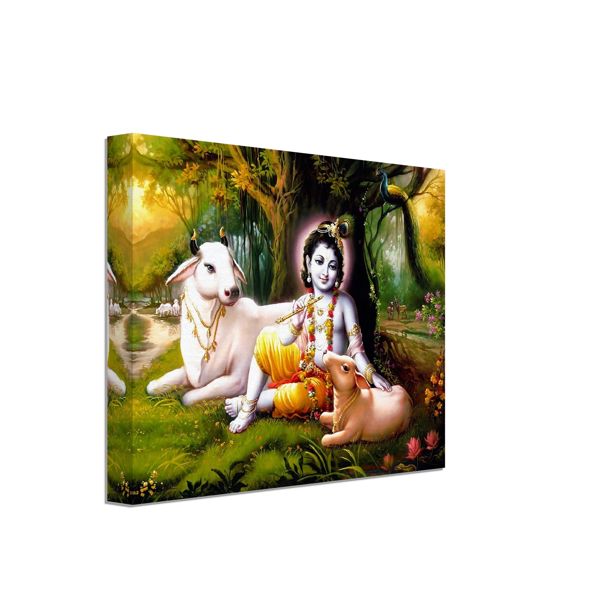 Krishna Canvas, Hindu God Of Divine Love - Krishna Canvas Print - Beautiful Colors Use For Krishna Mantra Meditation - WallArtPrints4U