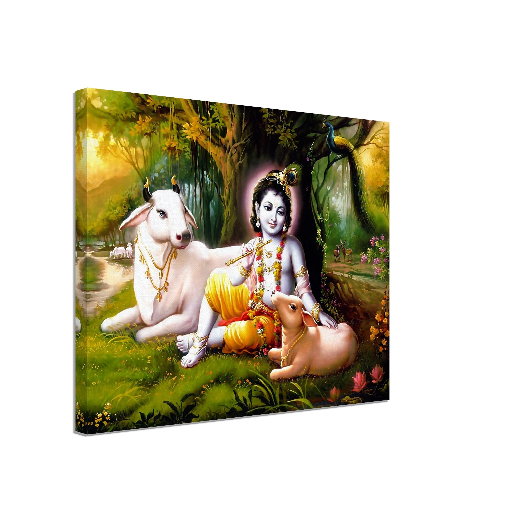 Krishna Canvas, Hindu God Of Divine Love - Krishna Canvas Print - Beautiful Colors Use For Krishna Mantra Meditation - WallArtPrints4U