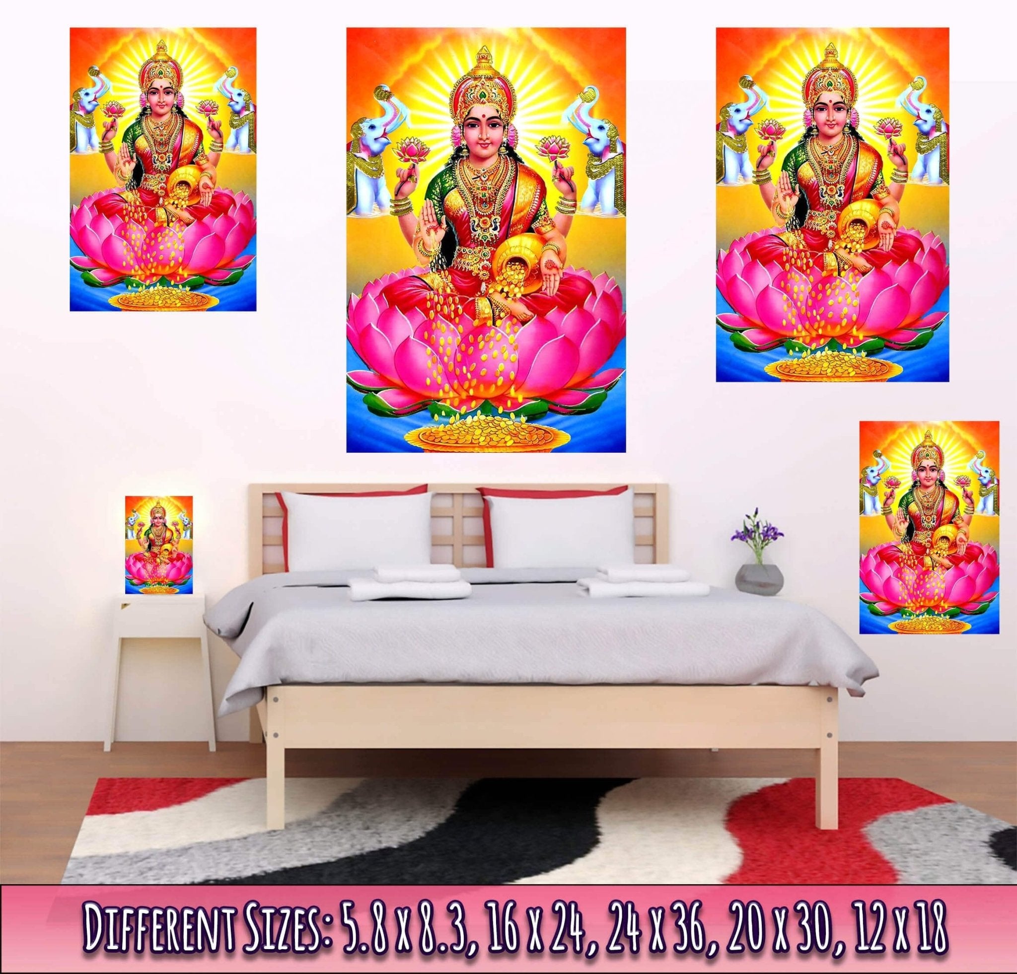 Lakshmi Poster, Hindu Goddess Of Wealth Prosperity - Laksmi Print - WallArtPrints4U