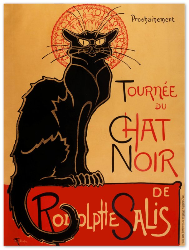 Le Chat Noir Print - Tournee Du Chat Noir - Le Chat Noir Cat Poster - Rodolp[He Salis 1896 - WallArtPrints4U