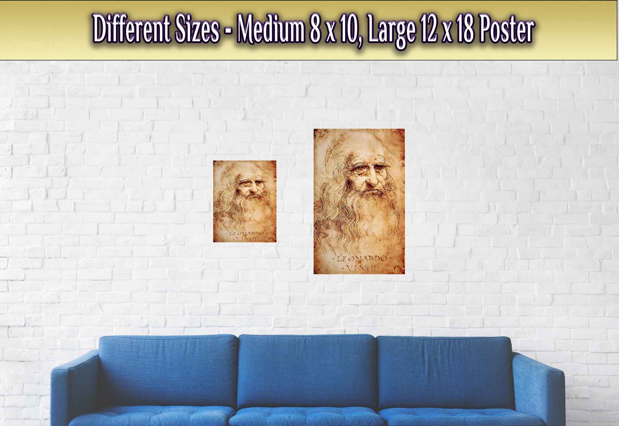 Leonardo Da Vinci Poster, Self Portrait - Iconic Leonardo Da Vinci Print - Historical Genius - WallArtPrints4U