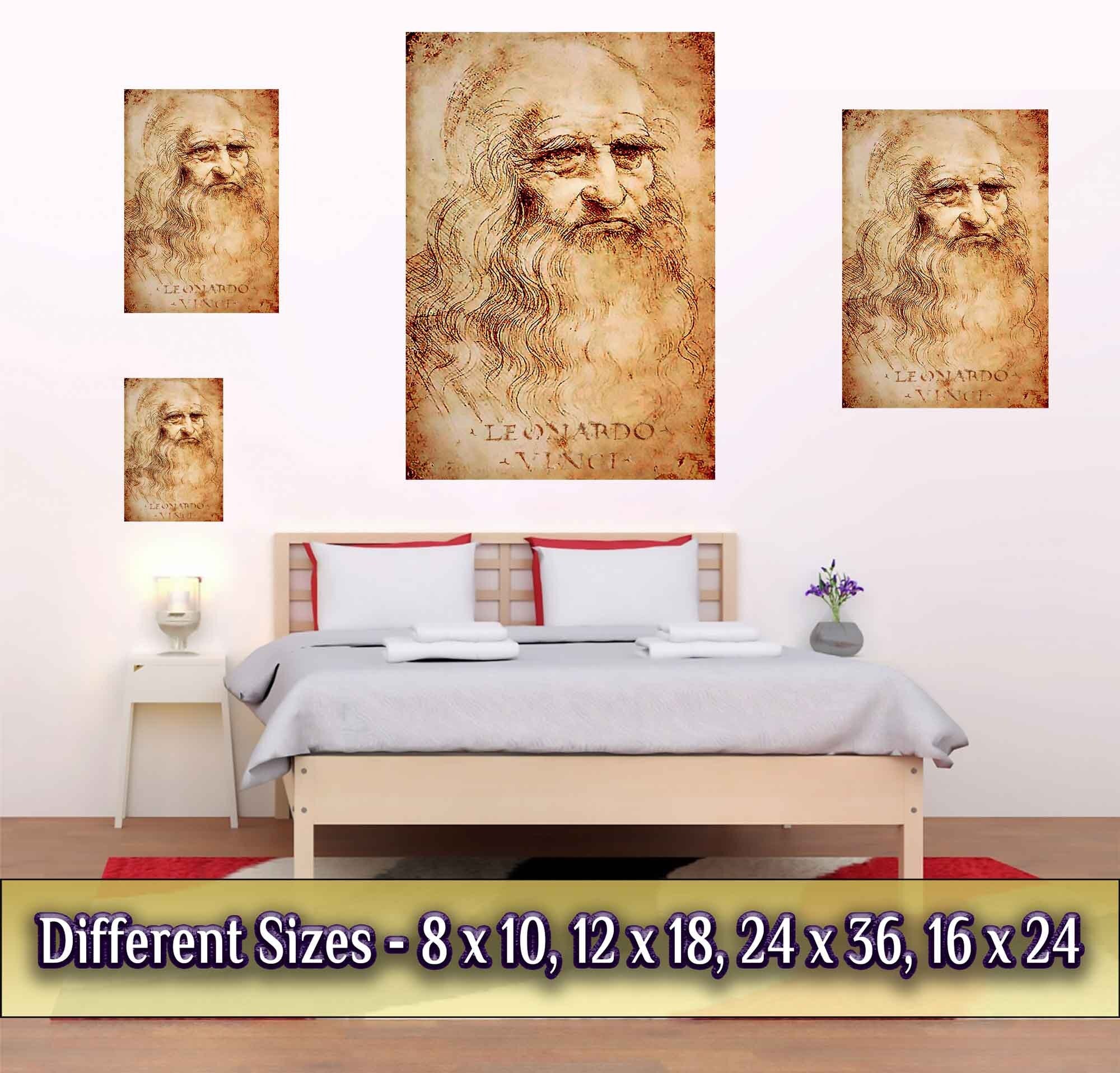 Leonardo Da Vinci Poster, Self Portrait - Iconic Leonardo Da Vinci Print - Historical Genius - WallArtPrints4U