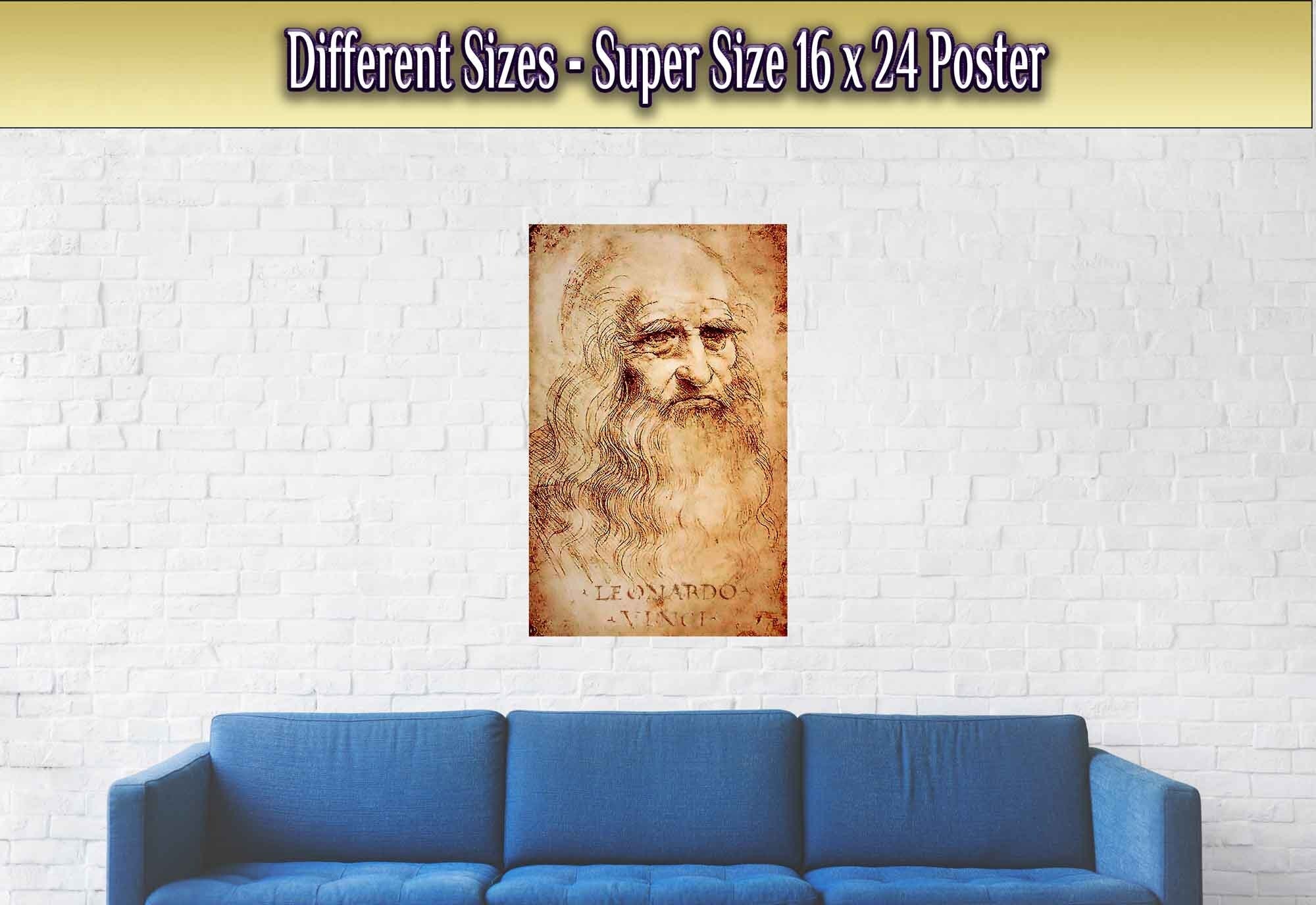 Leonardo Da Vinci Poster, Self Portrait - Iconic Leonardo Da Vinci Print - Historical Genius - WallArtPrints4U