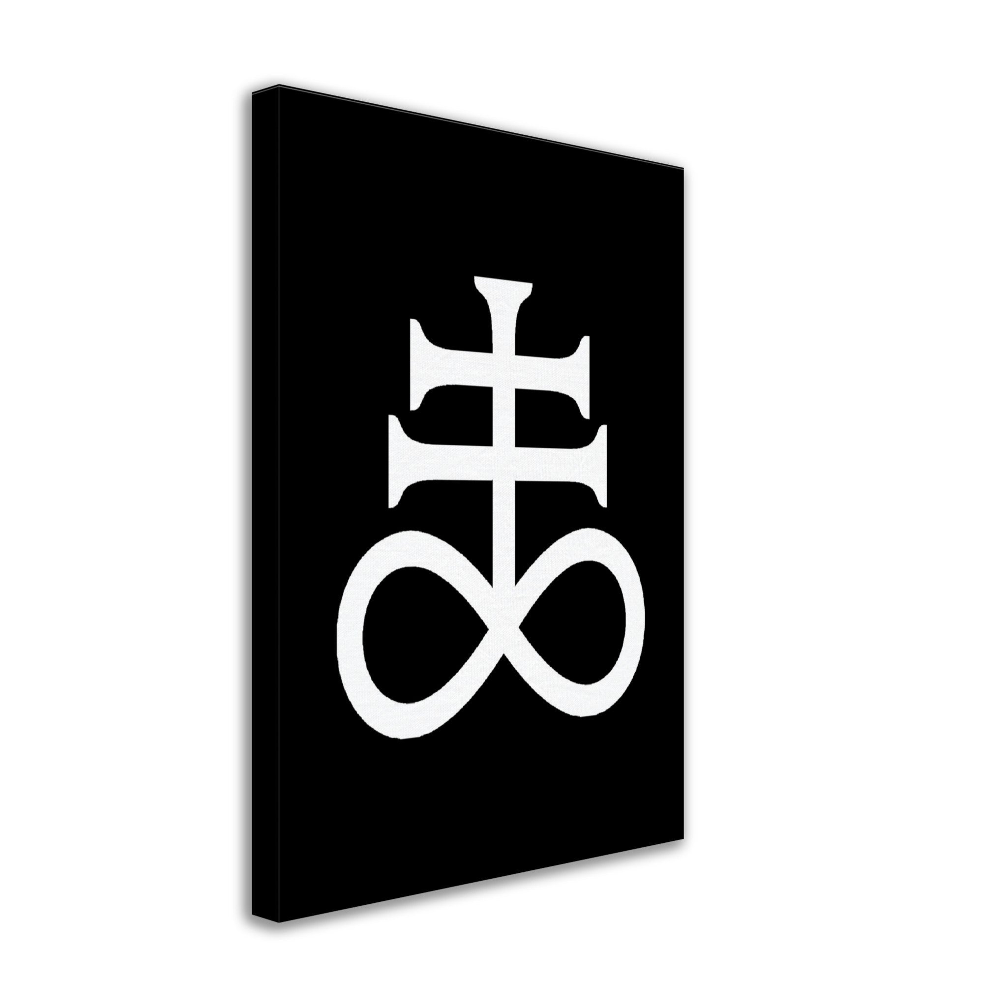 Leviathan Cross Canvas White Black - Satan'S Cross Canvas - Leviathan Cross Canvas Print White On Black - WallArtPrints4U