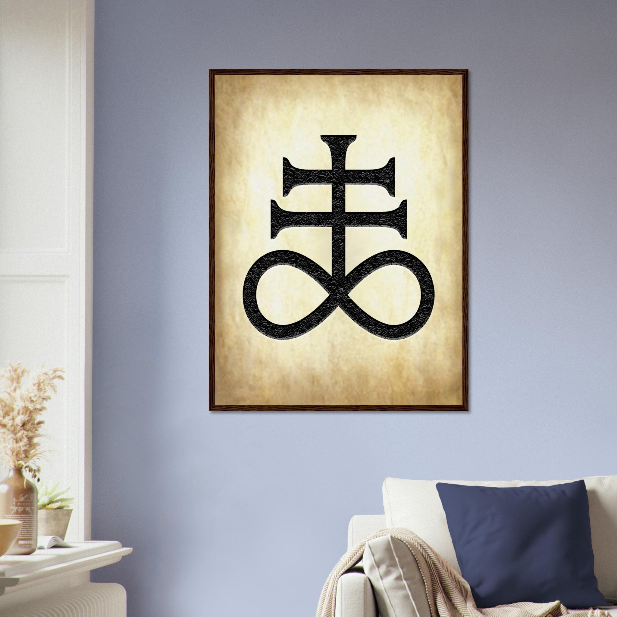 Leviathan Cross Framed - Satan'S Cross Framed - Leviathan Cross Framed Print Aged Parchment Aged Paper UK, EU, USA, AUS Domestic Shipping - WallArtPrints4U