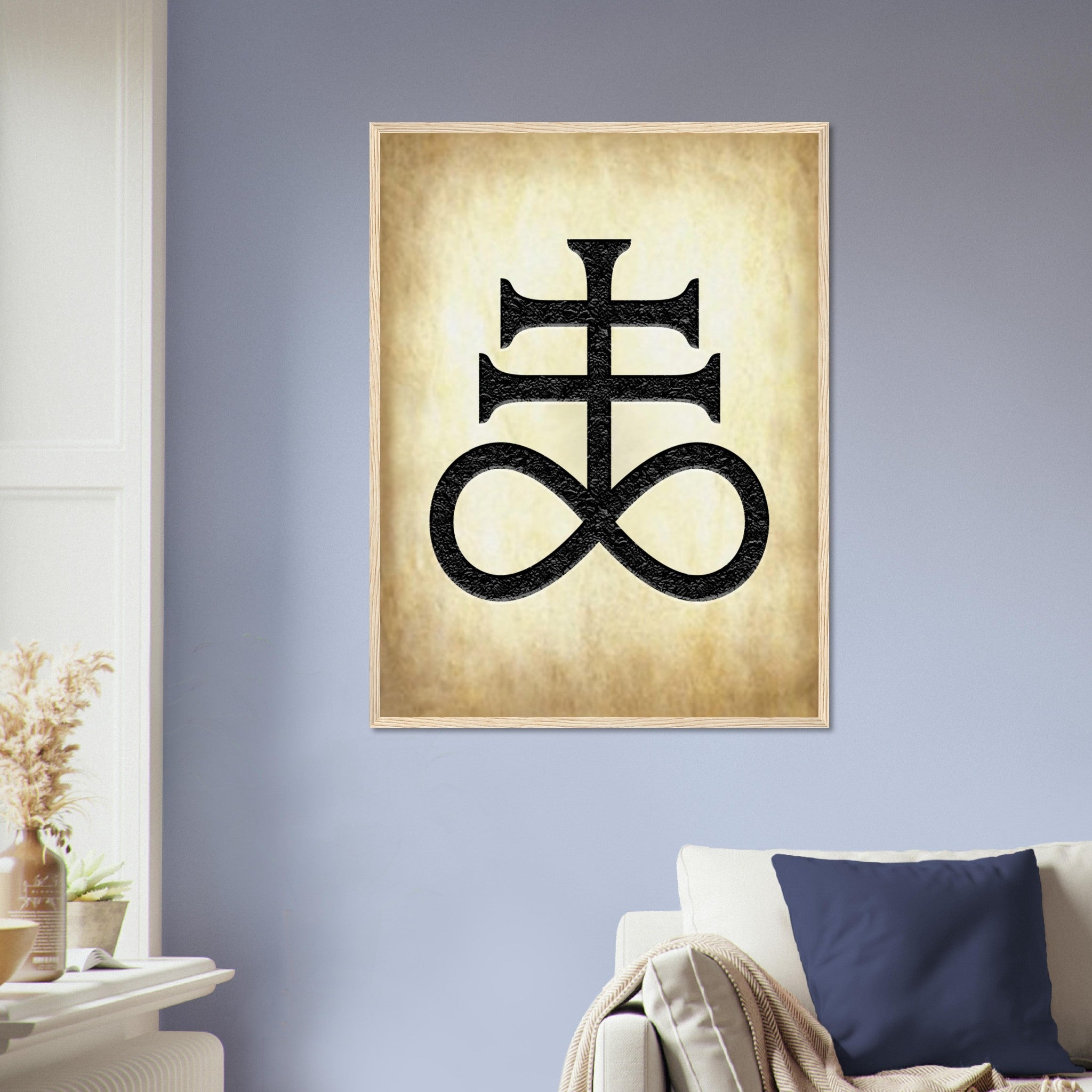 Leviathan Cross Framed - Satan'S Cross Framed - Leviathan Cross Framed Print Aged Parchment Aged Paper UK, EU, USA, AUS Domestic Shipping - WallArtPrints4U