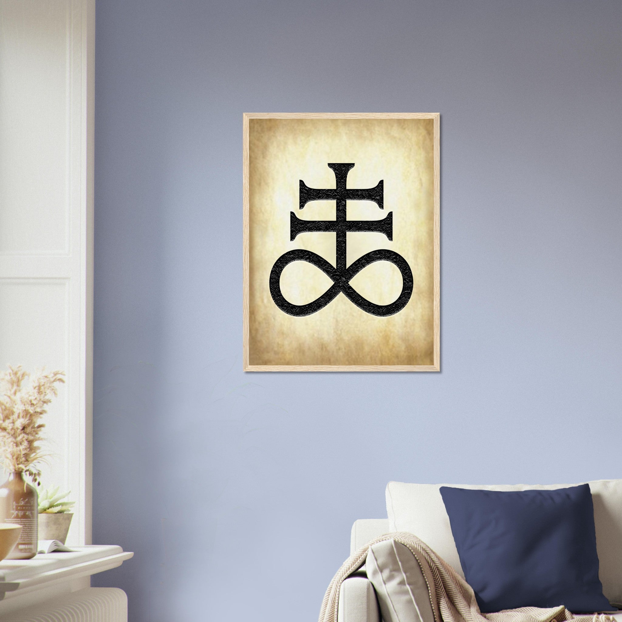 Leviathan Cross Framed - Satan'S Cross Framed - Leviathan Cross Framed Print Aged Parchment Aged Paper UK, EU, USA, AUS Domestic Shipping - WallArtPrints4U