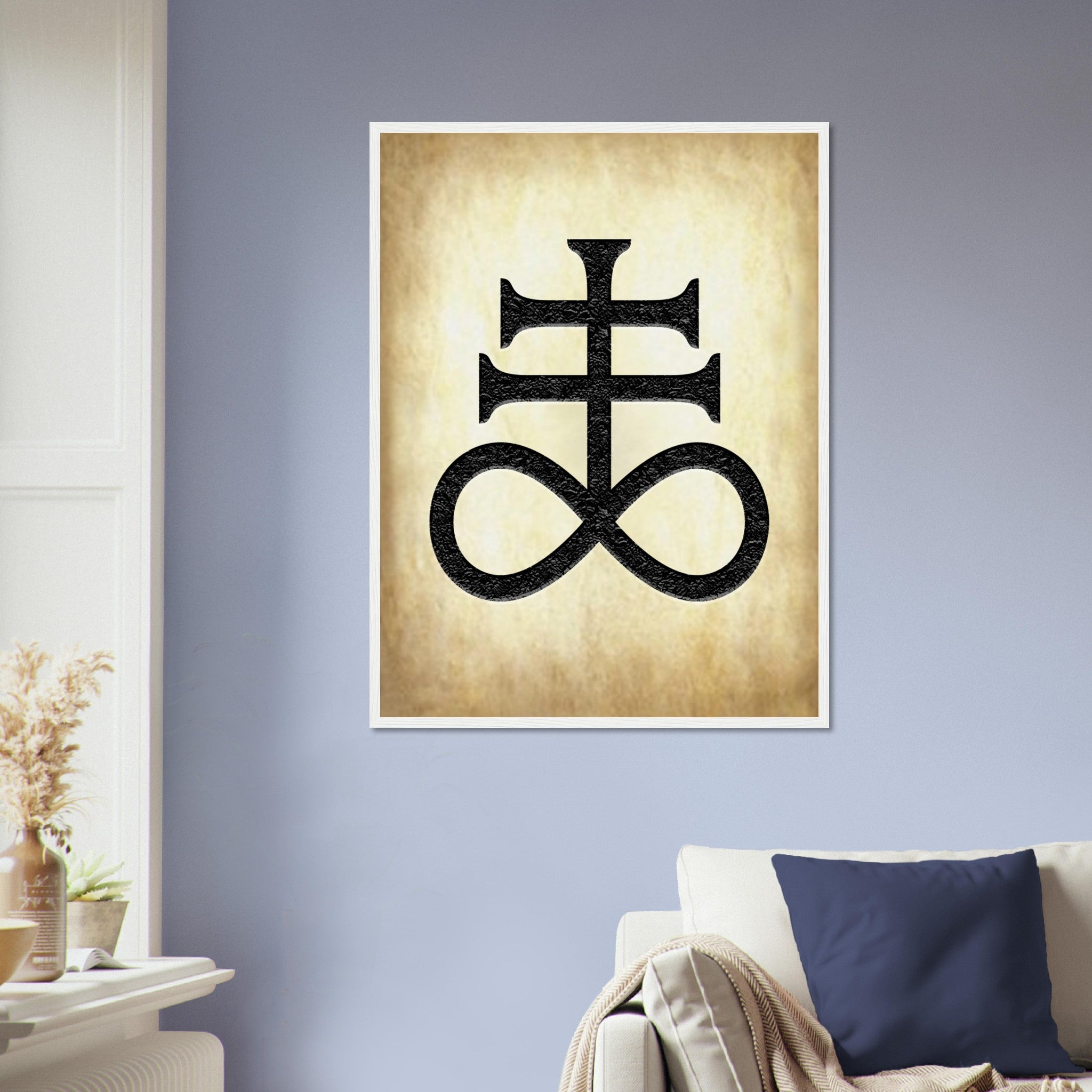 Leviathan Cross Framed - Satan'S Cross Framed - Leviathan Cross Framed Print Aged Parchment Aged Paper UK, EU, USA, AUS Domestic Shipping - WallArtPrints4U