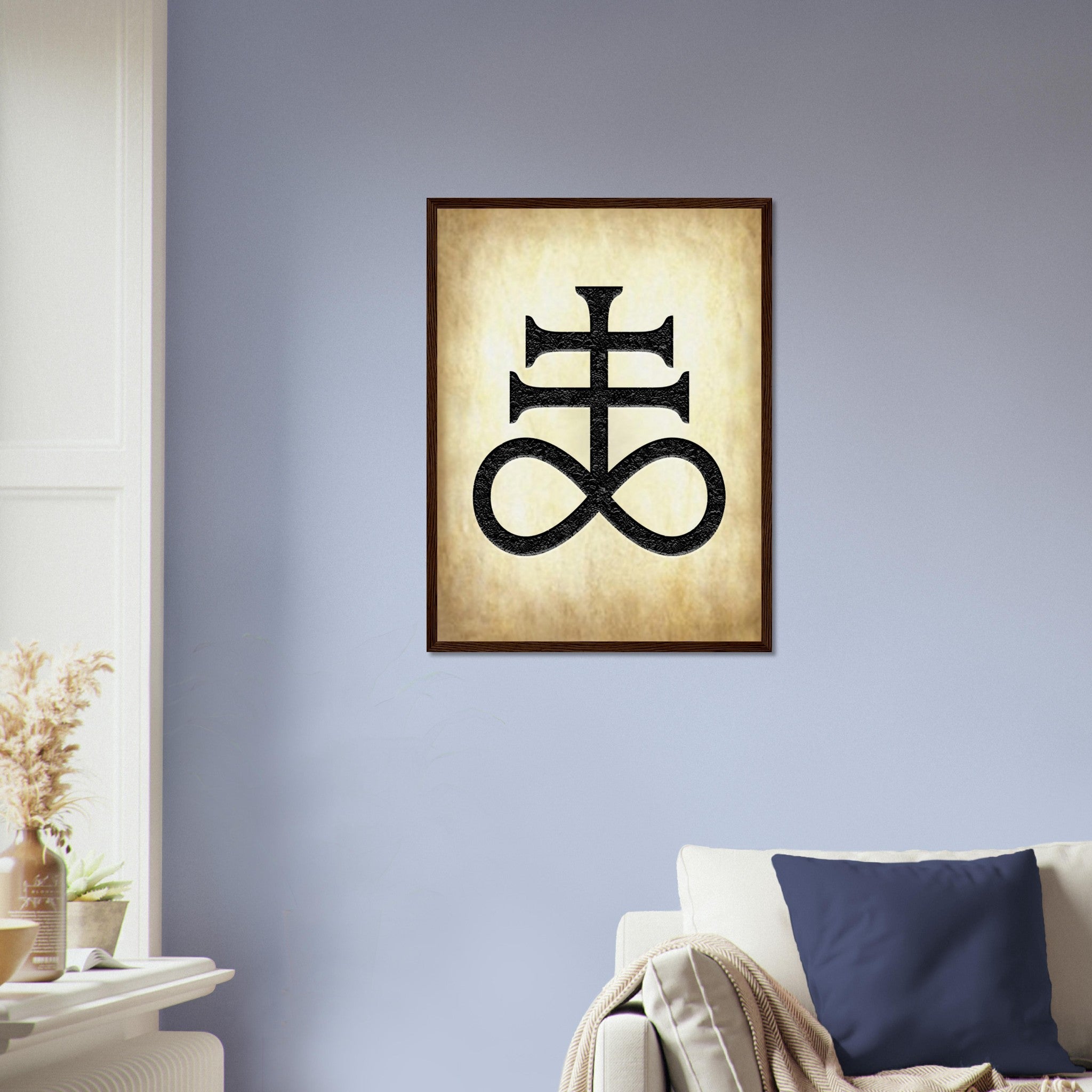 Leviathan Cross Framed - Satan'S Cross Framed - Leviathan Cross Framed Print Aged Parchment Aged Paper UK, EU, USA, AUS Domestic Shipping - WallArtPrints4U