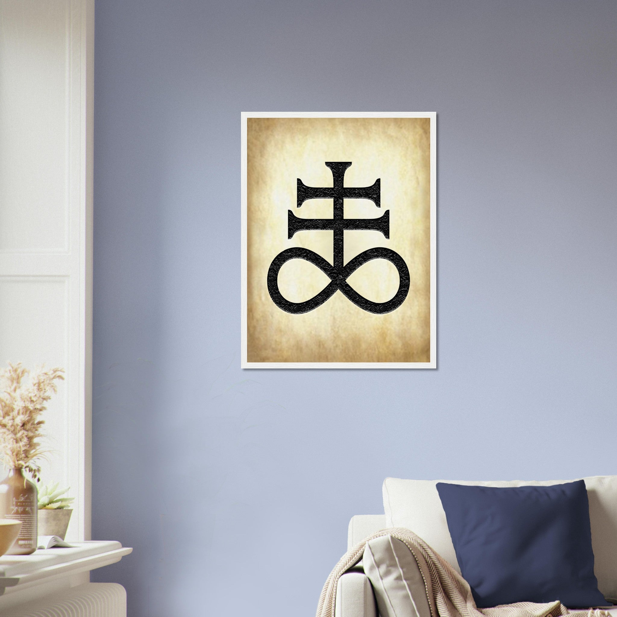 Leviathan Cross Framed - Satan'S Cross Framed - Leviathan Cross Framed Print Aged Parchment Aged Paper UK, EU, USA, AUS Domestic Shipping - WallArtPrints4U