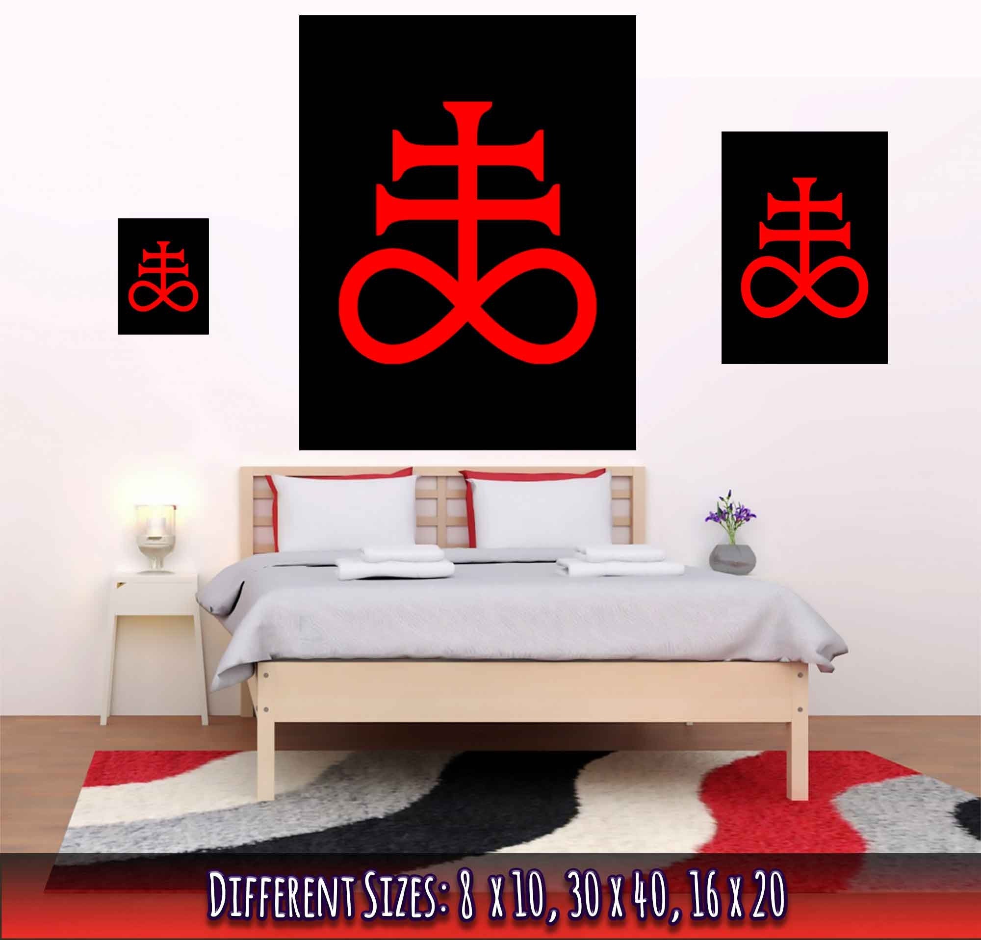 Leviathan Cross Poster Red Black - Satan'S Cross Poster - Leviathan Cross Print Red On Black - WallArtPrints4U