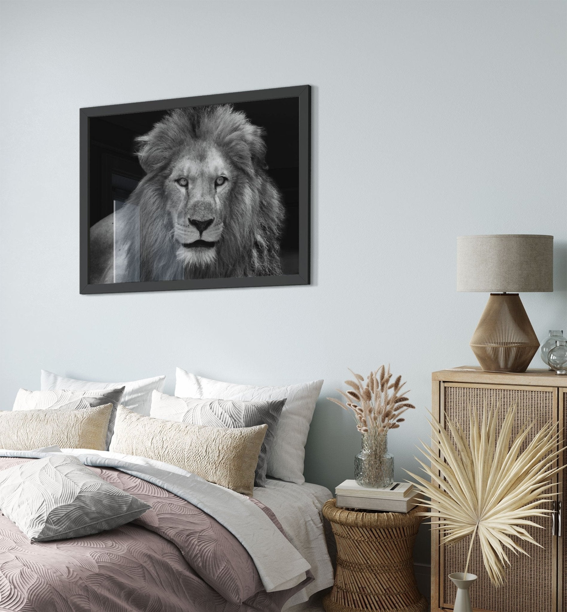 Lion Framed Black And White Giant Lion Framed, Epic Lion Wall Art, Various Sizes, Lion Framed Art - WallArtPrints4U