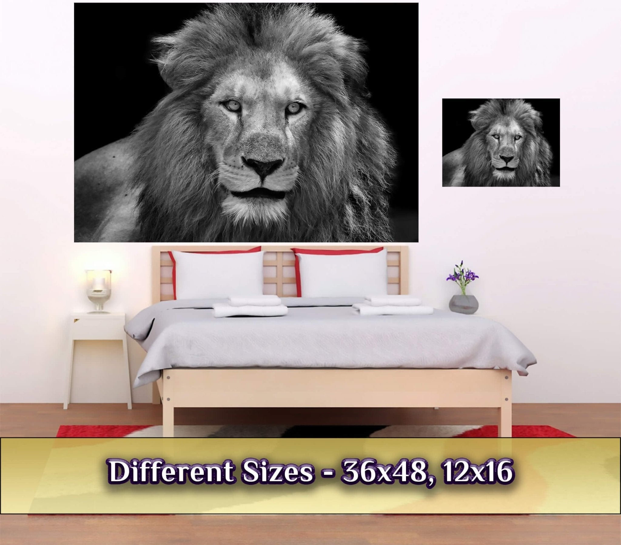 Lion Poster Black And White Giant Lion Poster, Epic Lion Wall Art, Various Sizes, Lion Poster Art - WallArtPrints4U