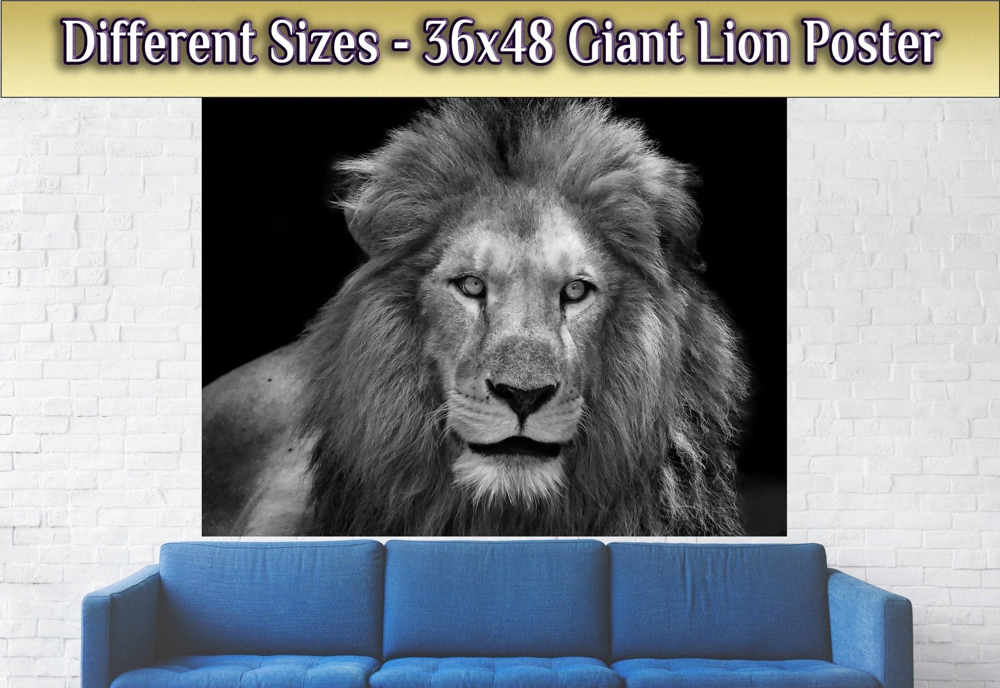 Lion Poster Black And White Giant Lion Poster, Epic Lion Wall Art, Various Sizes, Lion Poster Art - WallArtPrints4U