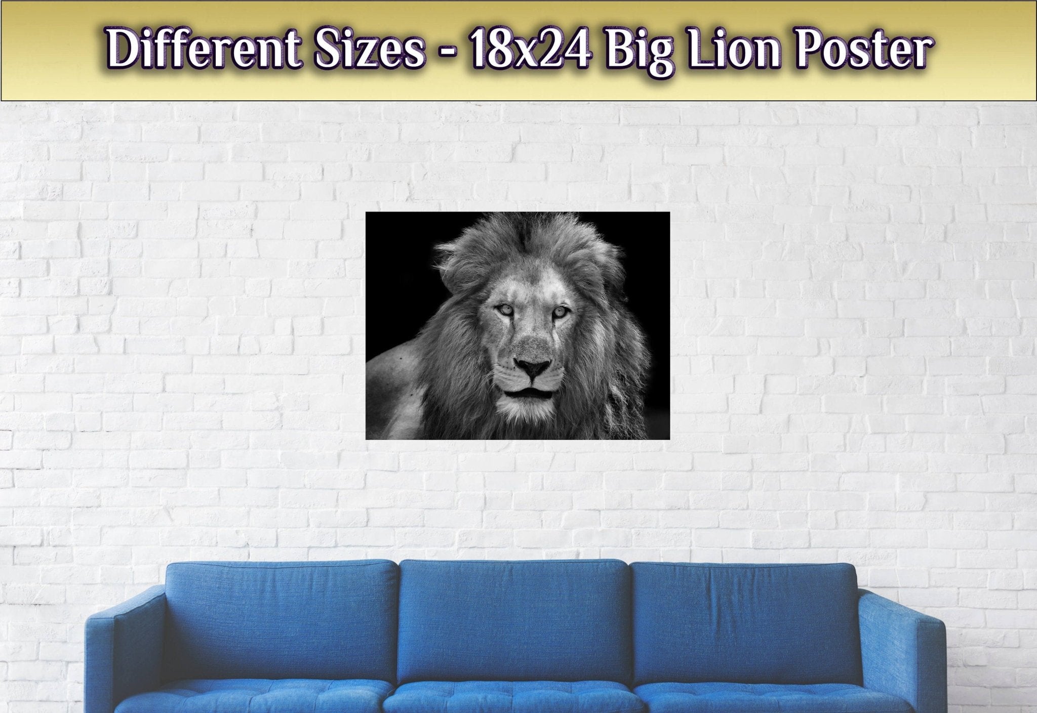 Lion Poster Black And White Giant Lion Poster, Epic Lion Wall Art, Various Sizes, Lion Poster Art - WallArtPrints4U