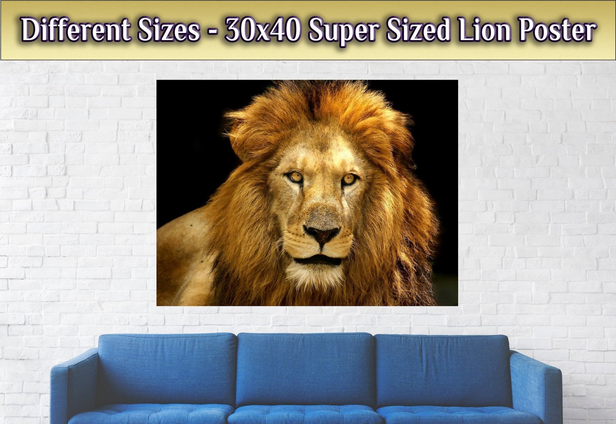 Lion Poster, Epic Lion Wall Art, Giant Lion Poster, Various Sizes, Big Lion Poster Art - WallArtPrints4U