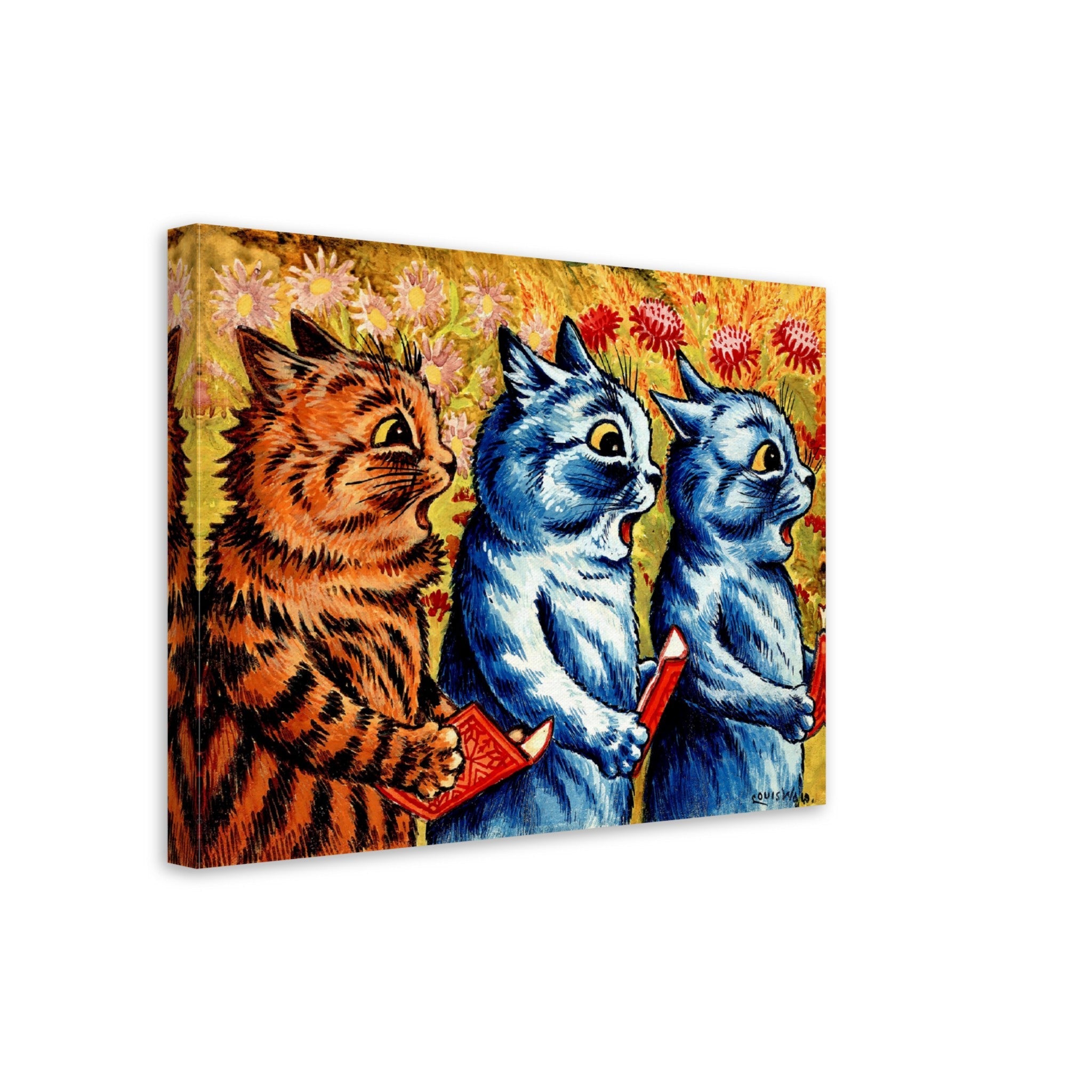 Louis Wain Canvas - 3 Cats Singing - Louis Wain Cat Canvas Print - WallArtPrints4U