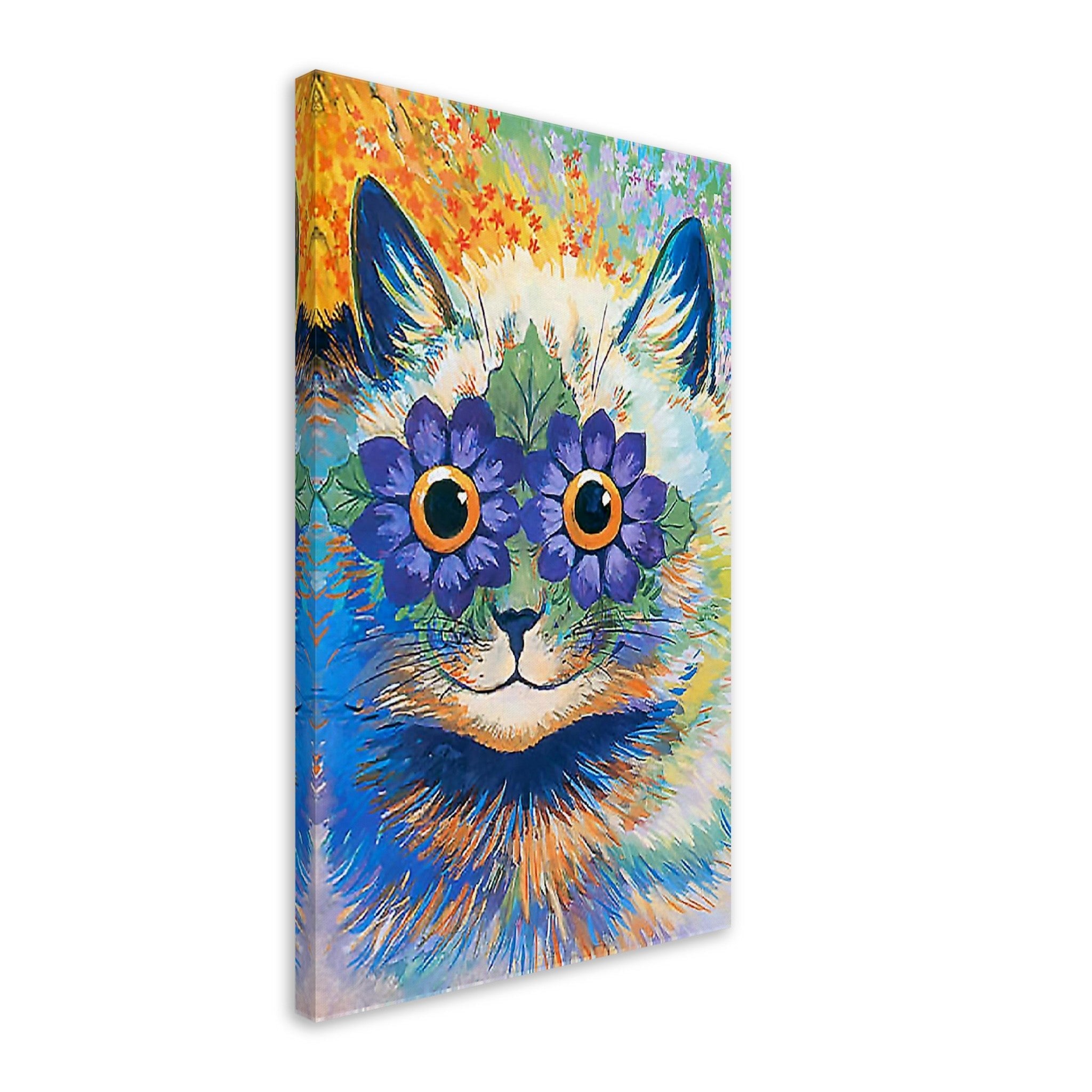 Louis Wain Canvas - Flower Power Cat - Louis Wain Cat Canvas Print - WallArtPrints4U