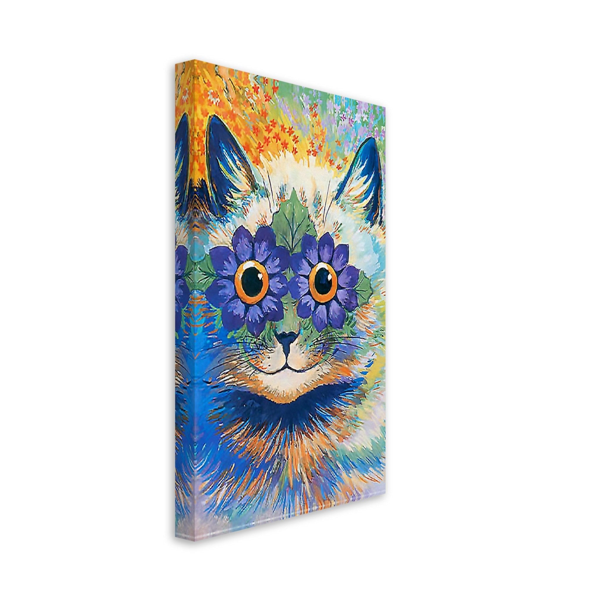 Louis Wain Canvas - Flower Power Cat - Louis Wain Cat Canvas Print - WallArtPrints4U