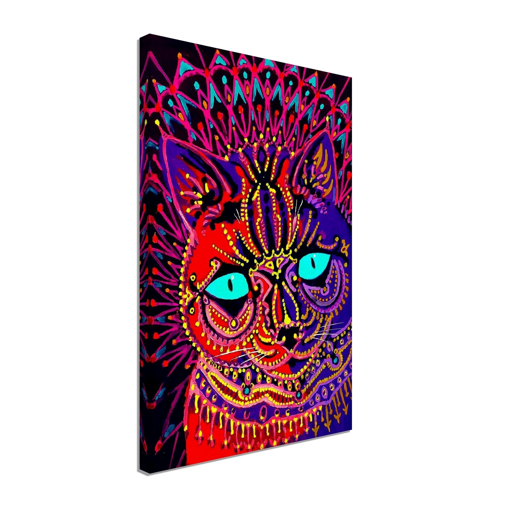 Louis Wain Canvas, Kaleidoscopic Psychedelic Cat - Louis Wain Canvas Print - WallArtPrints4U