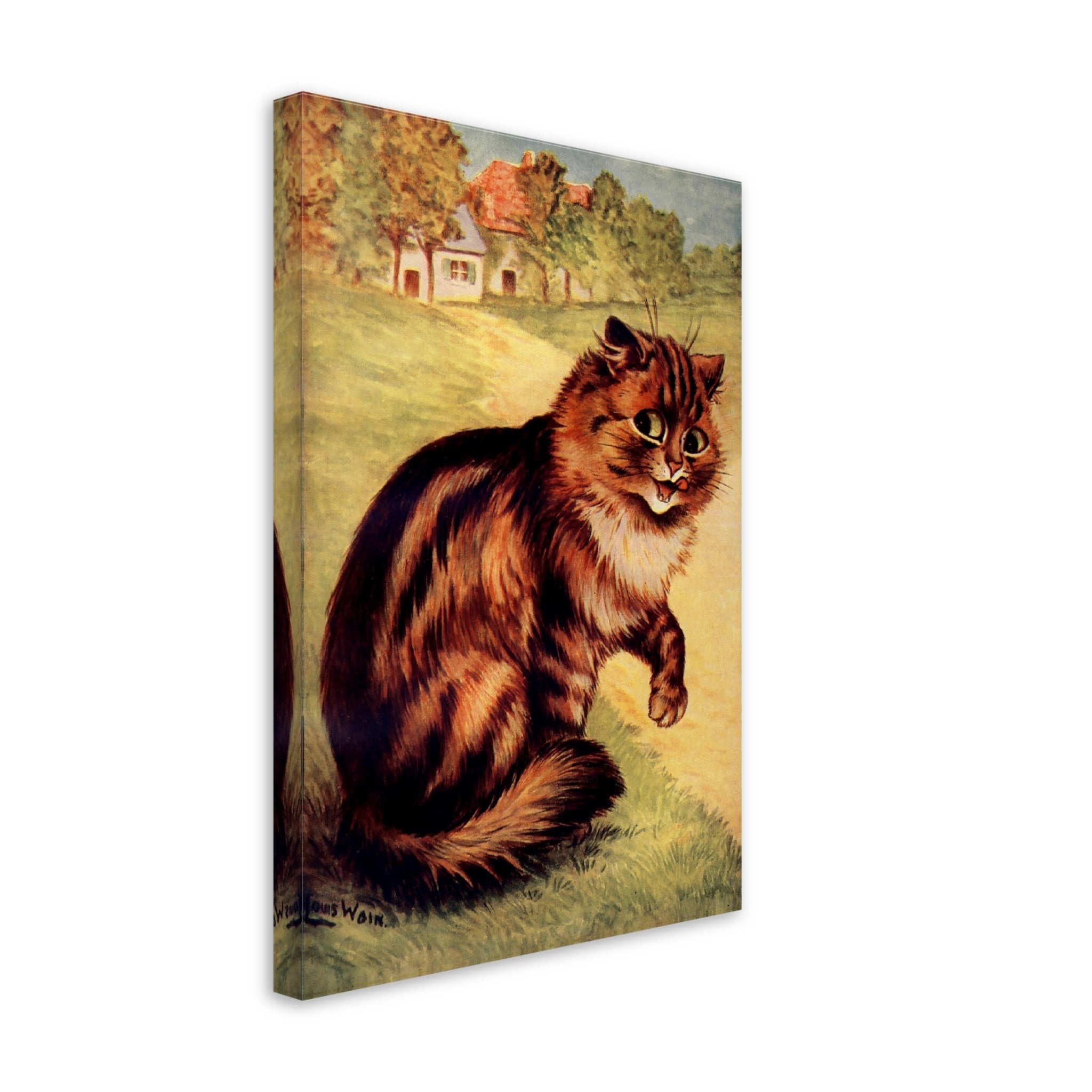 Louis Wain Canvas - Our Darlings Cat - Louis Wain Cat Canvas Print - Long Haired Tabby - WallArtPrints4U