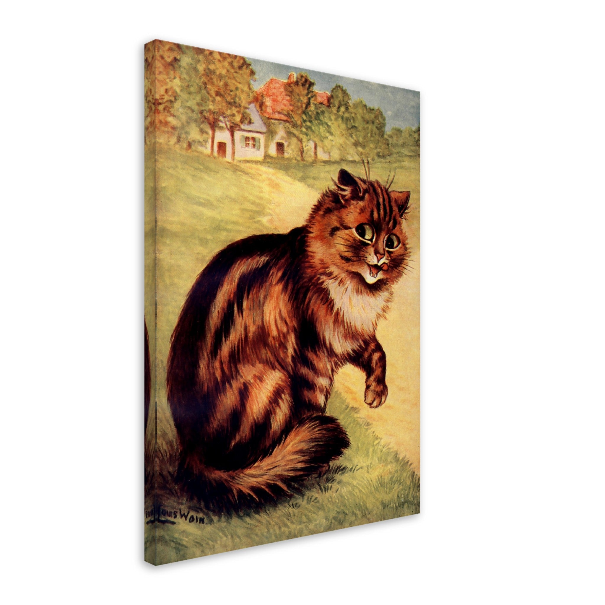 Louis Wain Canvas - Our Darlings Cat - Louis Wain Cat Canvas Print - Long Haired Tabby - WallArtPrints4U