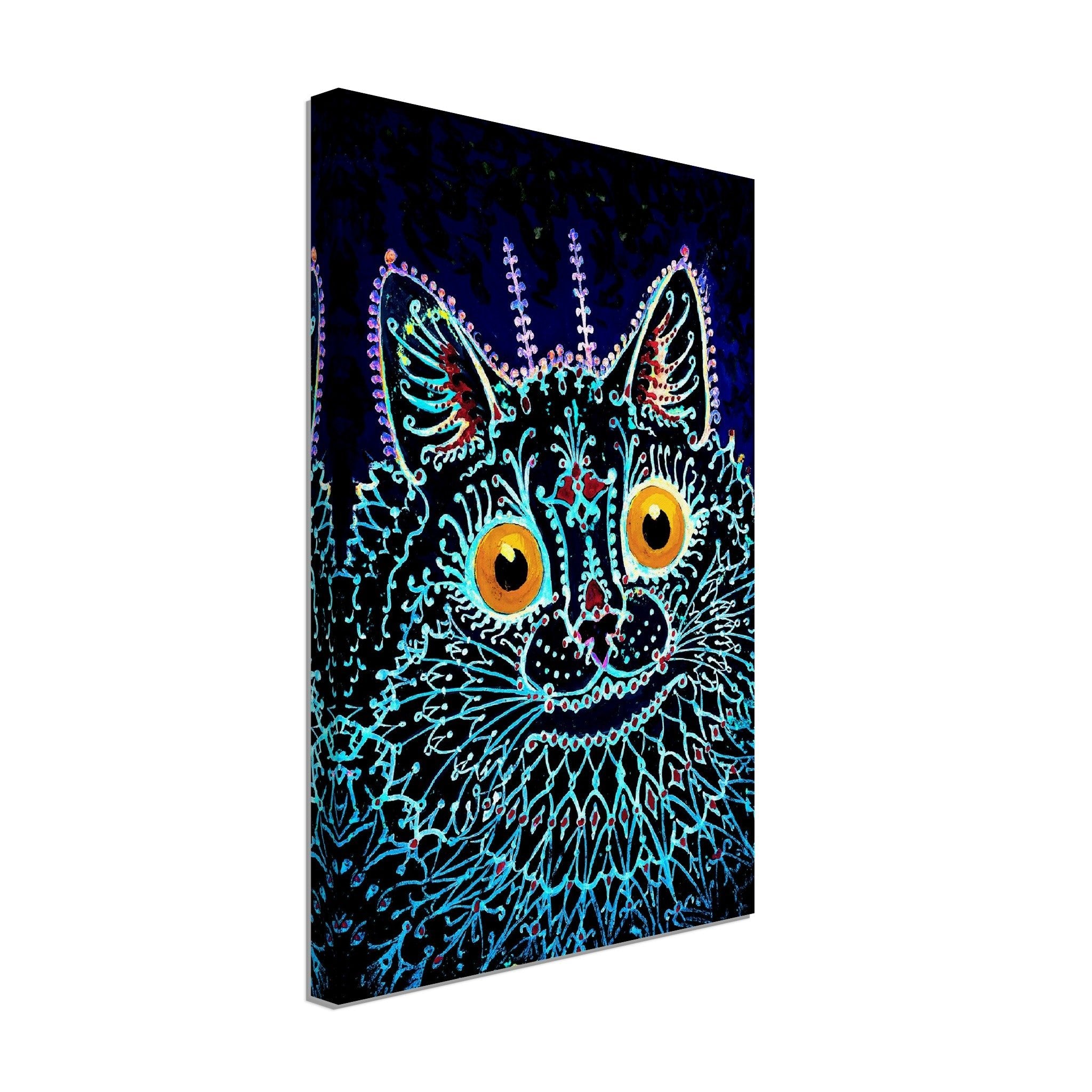 Louis Wain Cat Canvas, Gothic Psychedelic Cat - Louis Wain Canvas Print - WallArtPrints4U