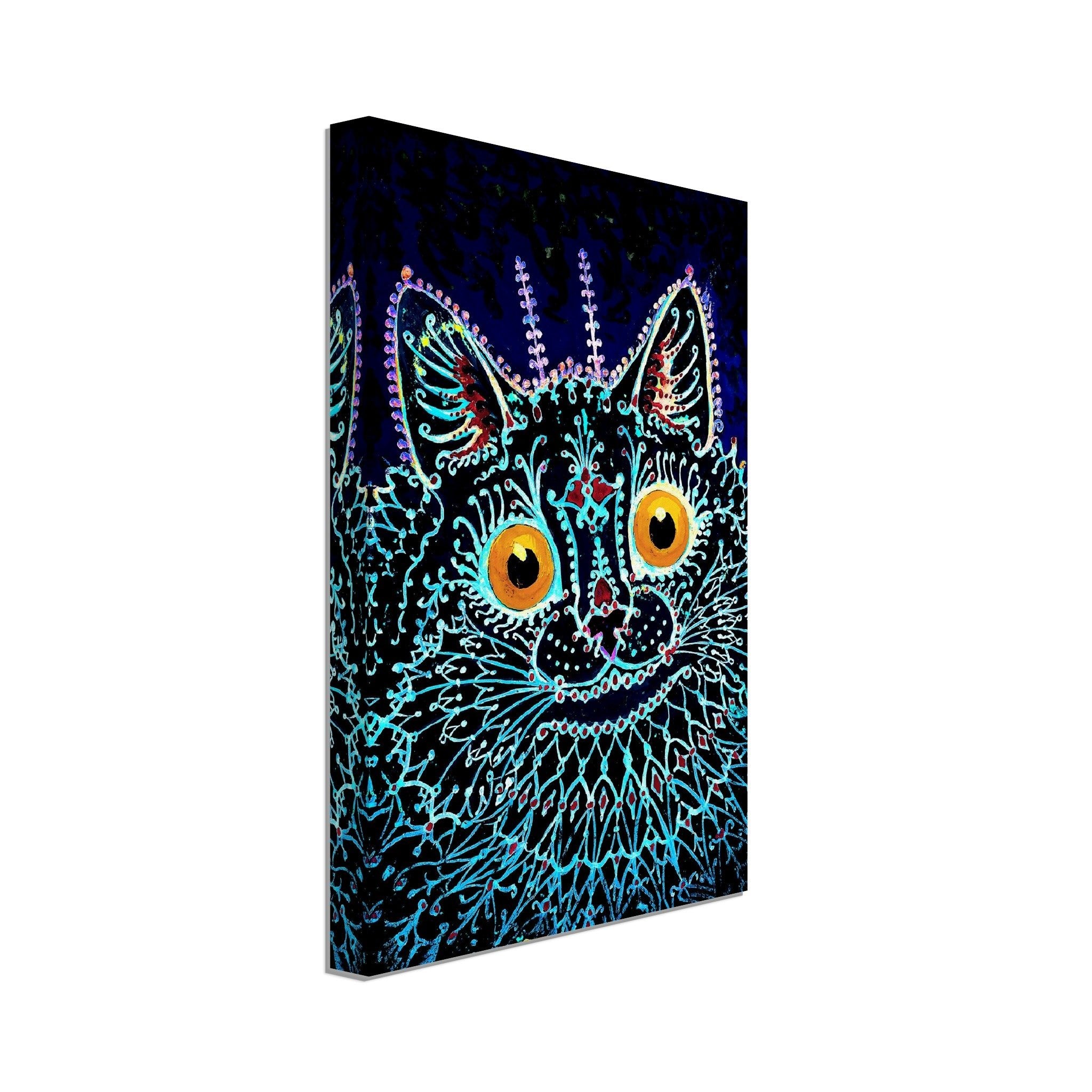 Louis Wain Cat Canvas, Gothic Psychedelic Cat - Louis Wain Canvas Print - WallArtPrints4U