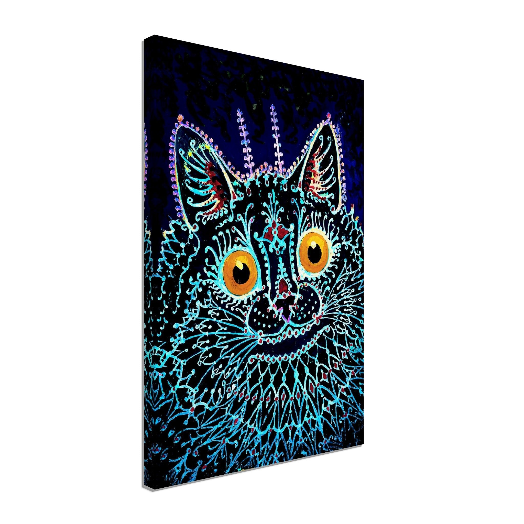 Louis Wain Cat Canvas, Gothic Psychedelic Cat - Louis Wain Canvas Print - WallArtPrints4U