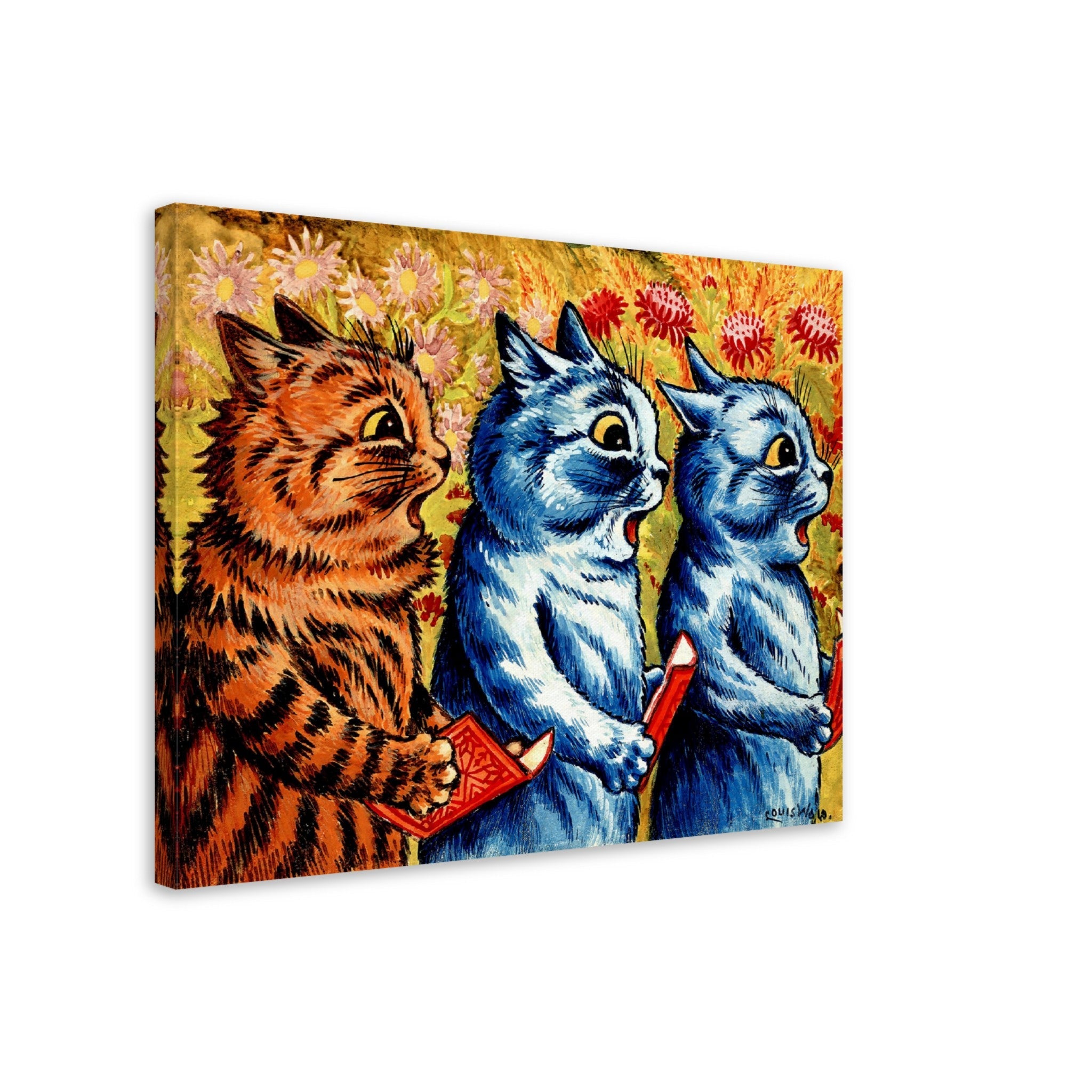 Louis Wain Cat Canvas/Three Cats Singing - WallArtPrints4U
