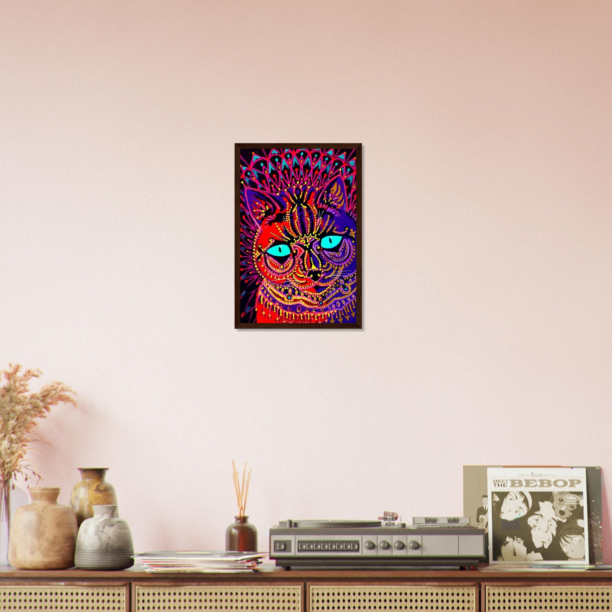 Louis Wain Framed, Kaleidoscopic Psychedelic Cat - Louis Wain Framed Print - WallArtPrints4U