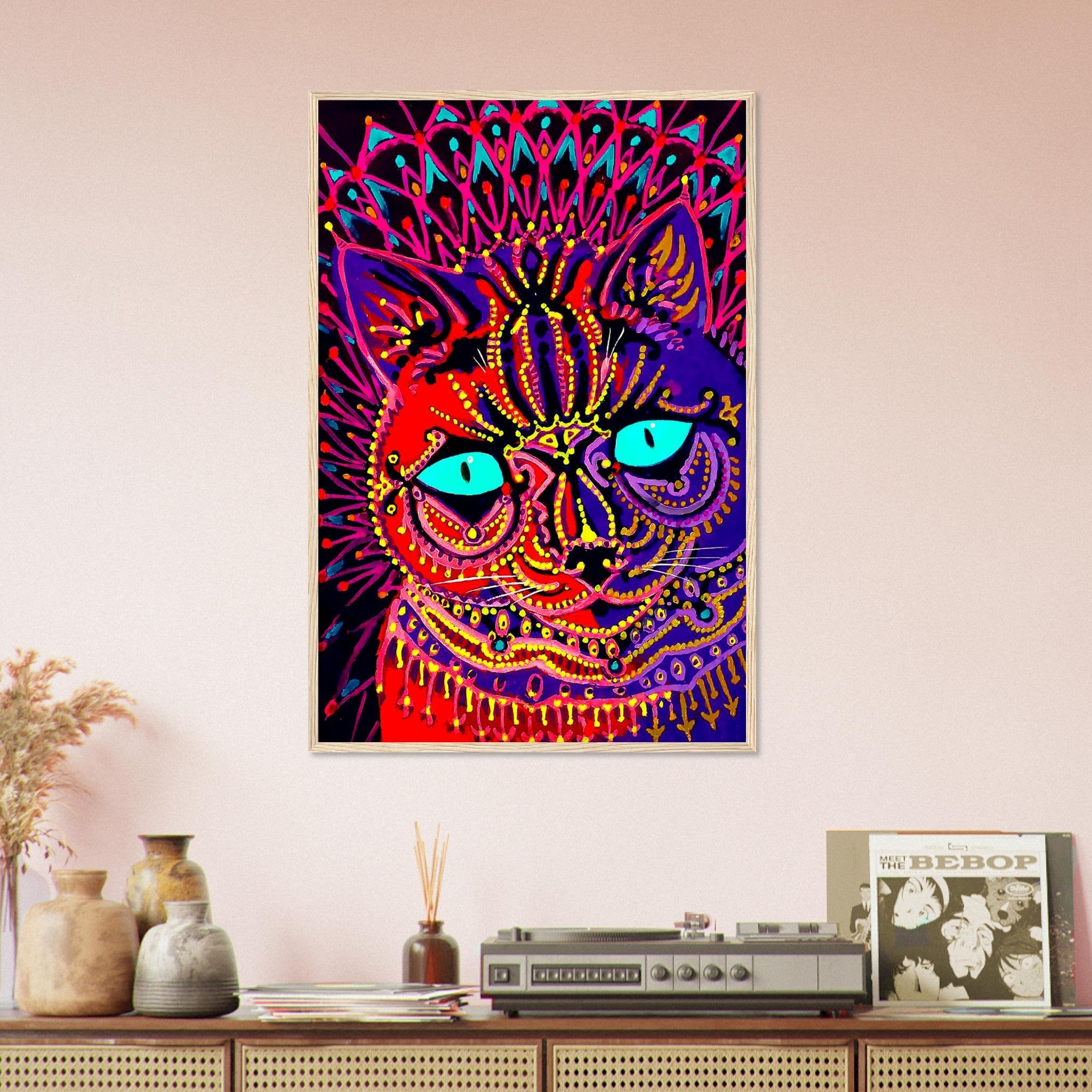 Louis Wain Framed, Kaleidoscopic Psychedelic Cat - Louis Wain Framed Print - WallArtPrints4U