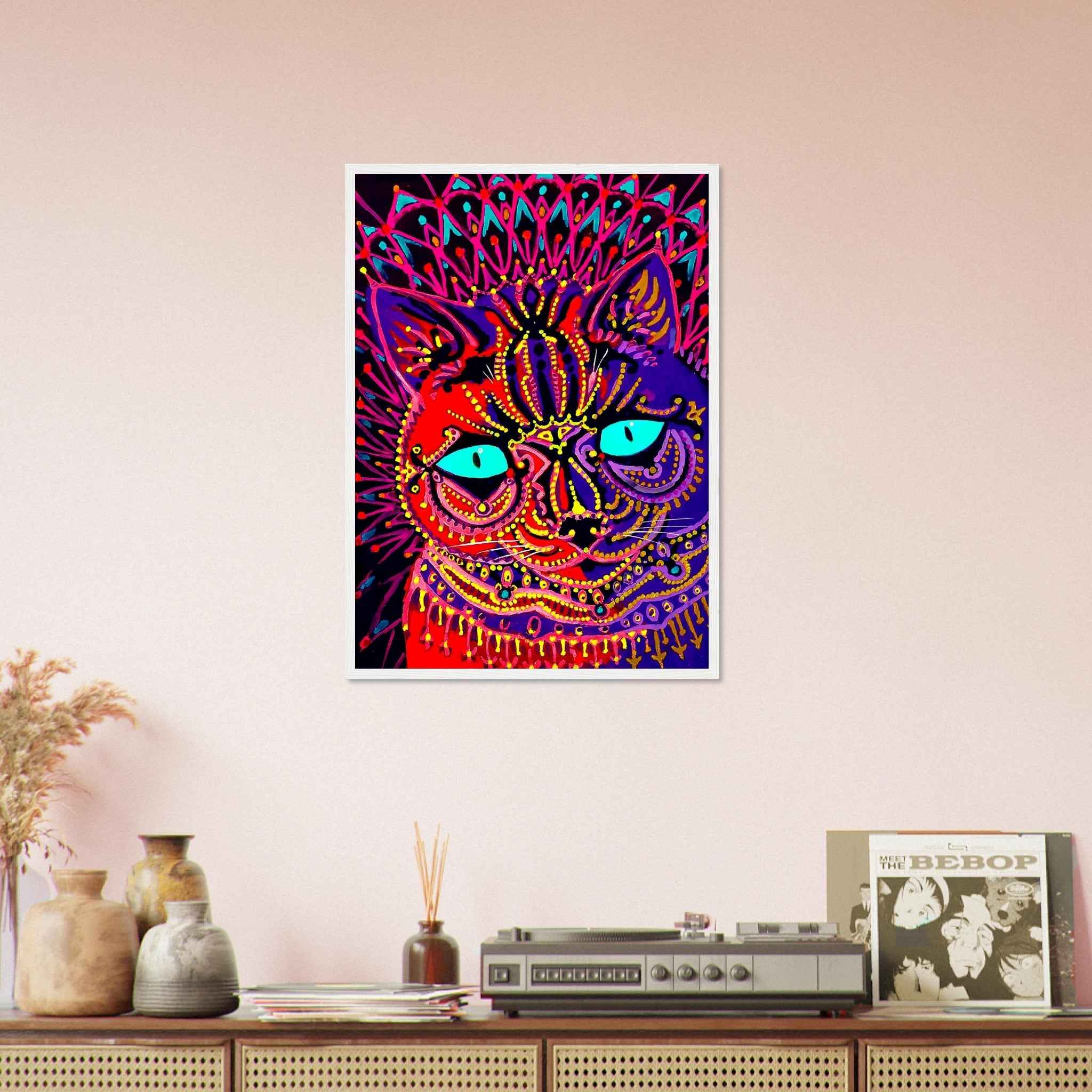 Louis Wain Framed, Kaleidoscopic Psychedelic Cat - Louis Wain Framed Print - WallArtPrints4U