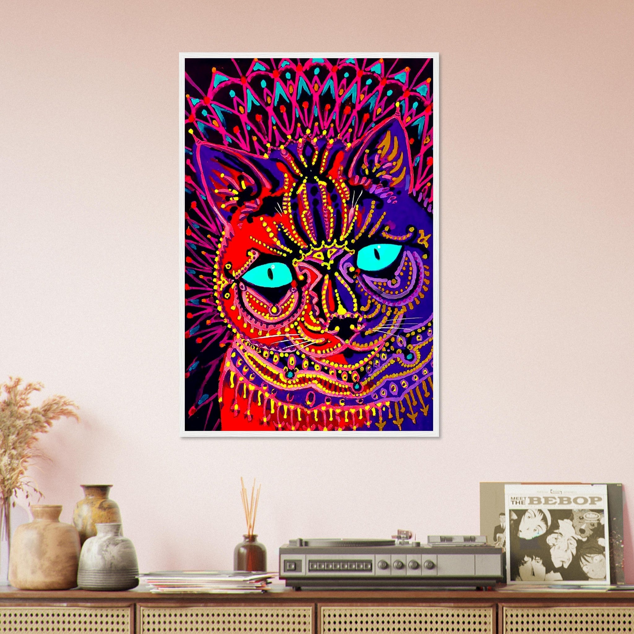 Louis Wain Framed, Kaleidoscopic Psychedelic Cat - Louis Wain Framed Print - WallArtPrints4U