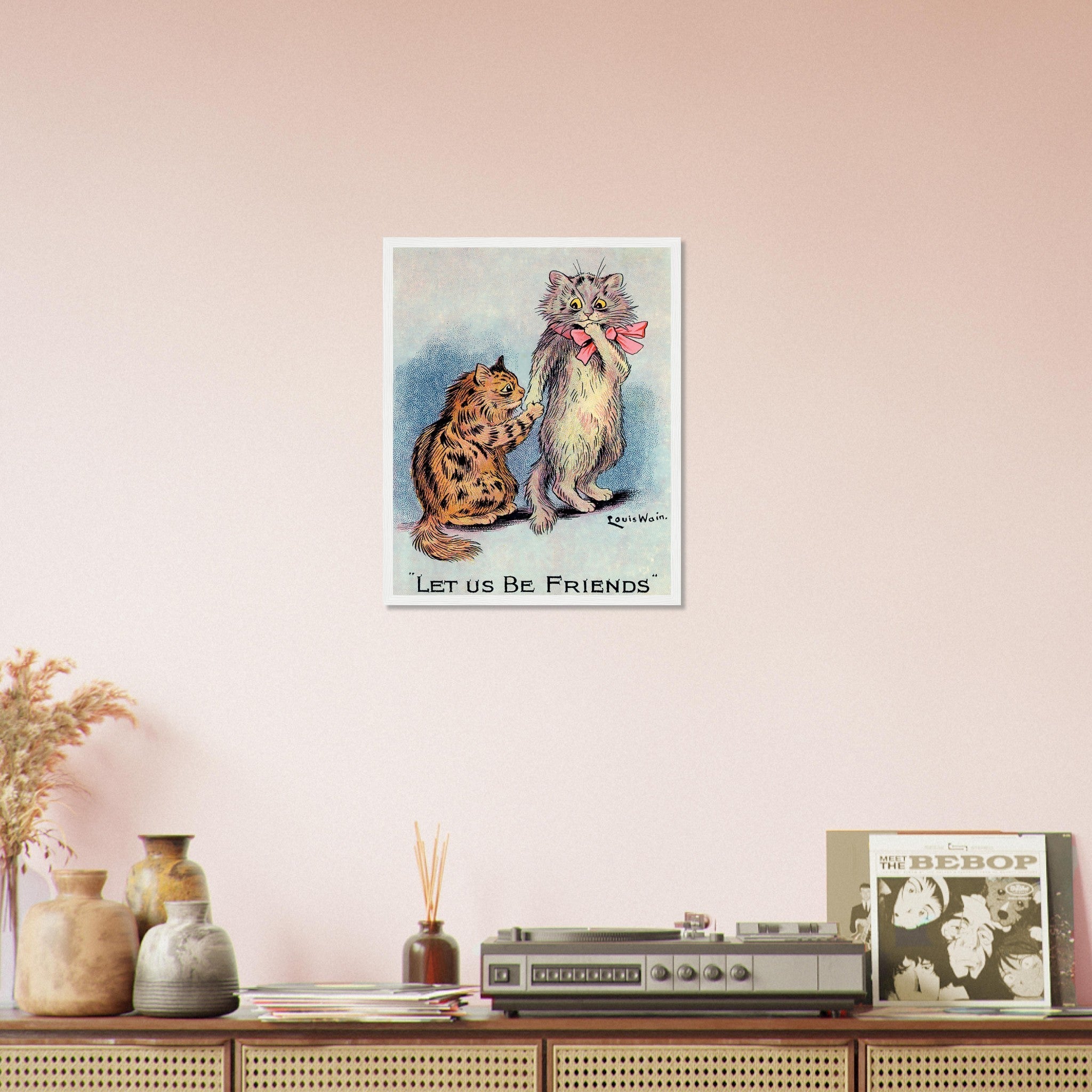 Louis Wain Framed - Lets Be Friends Cats - Louis Wain Cat Framed Print - WallArtPrints4U