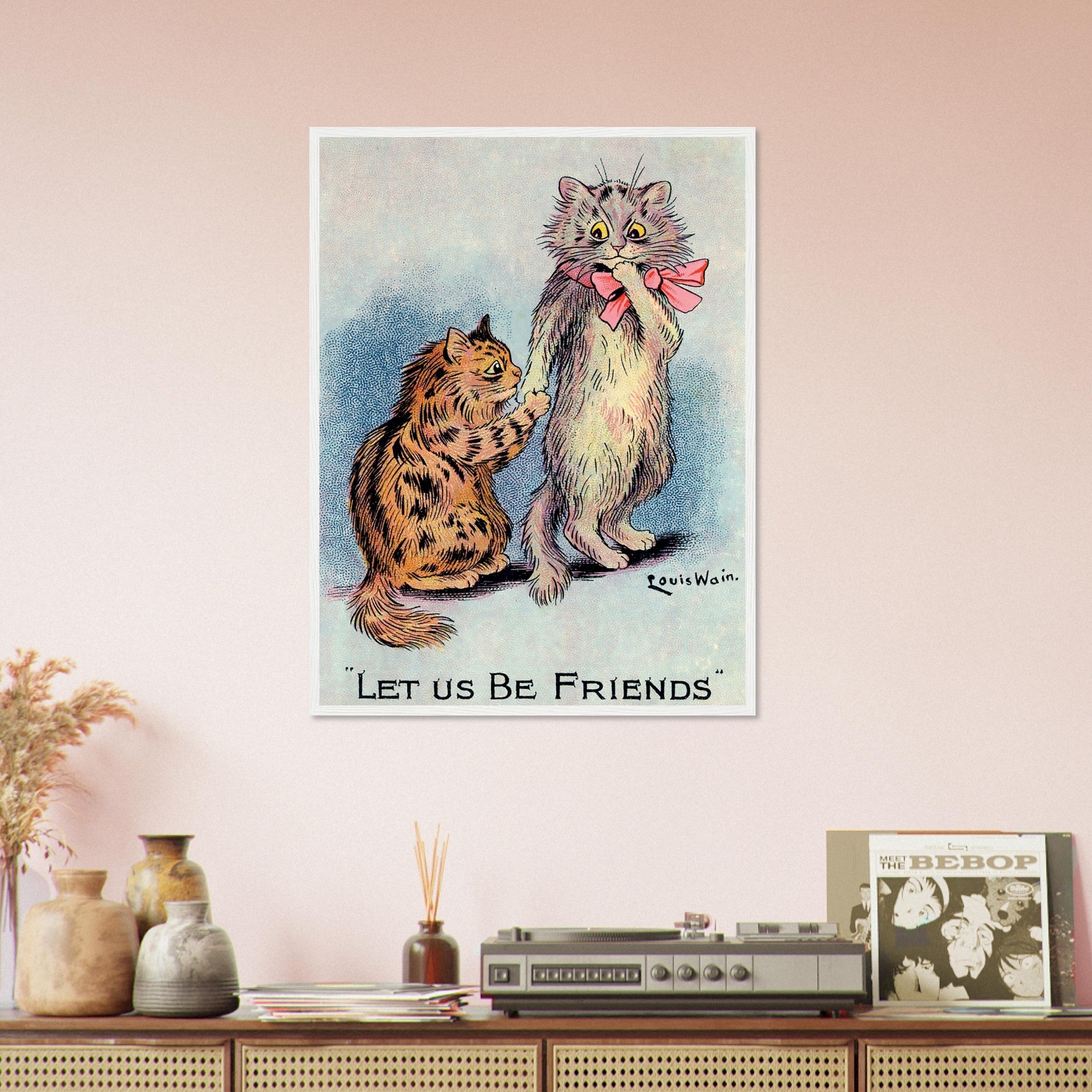 Louis Wain Framed - Lets Be Friends Cats - Louis Wain Cat Framed Print - WallArtPrints4U