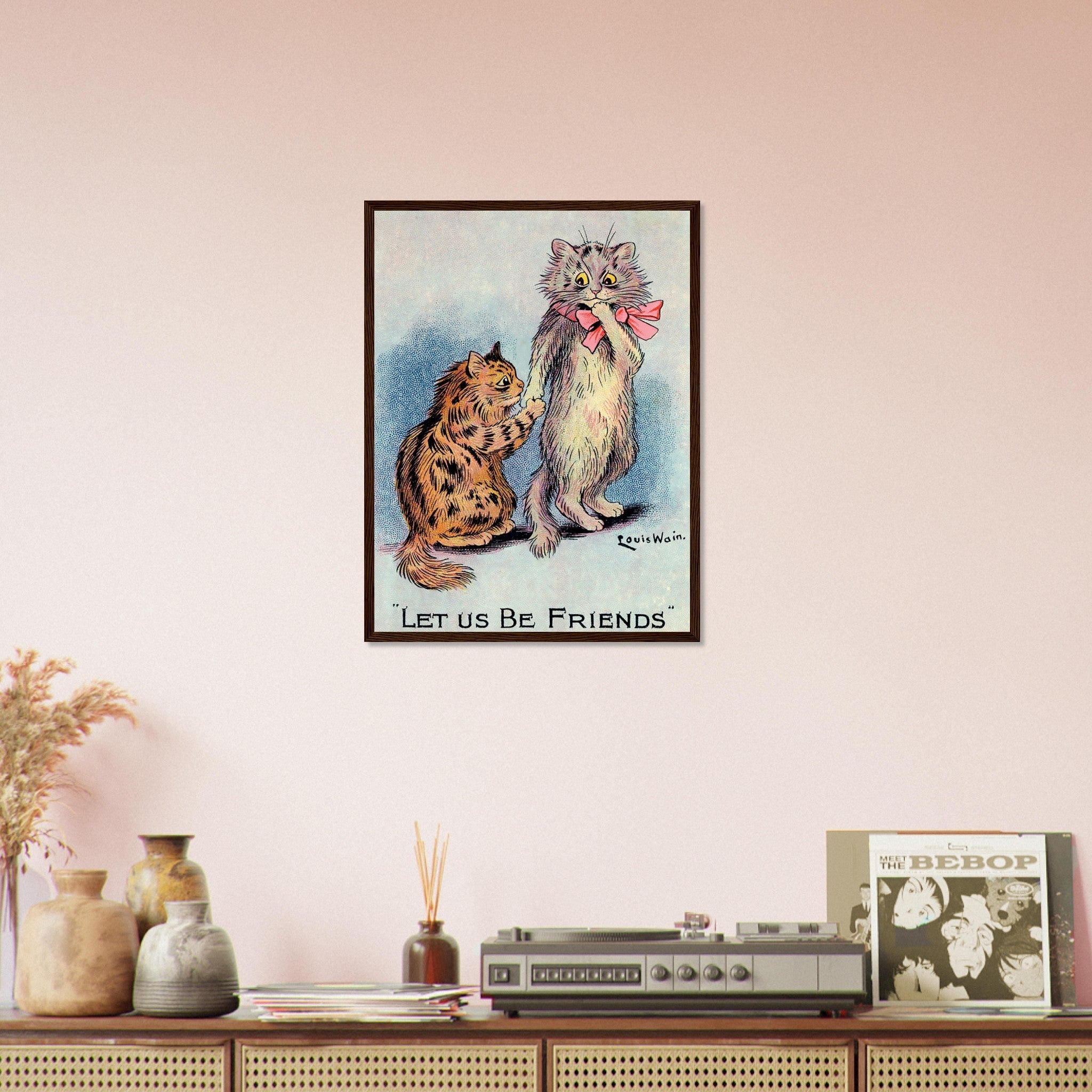 Louis Wain Framed - Lets Be Friends Cats - Louis Wain Cat Framed Print - WallArtPrints4U